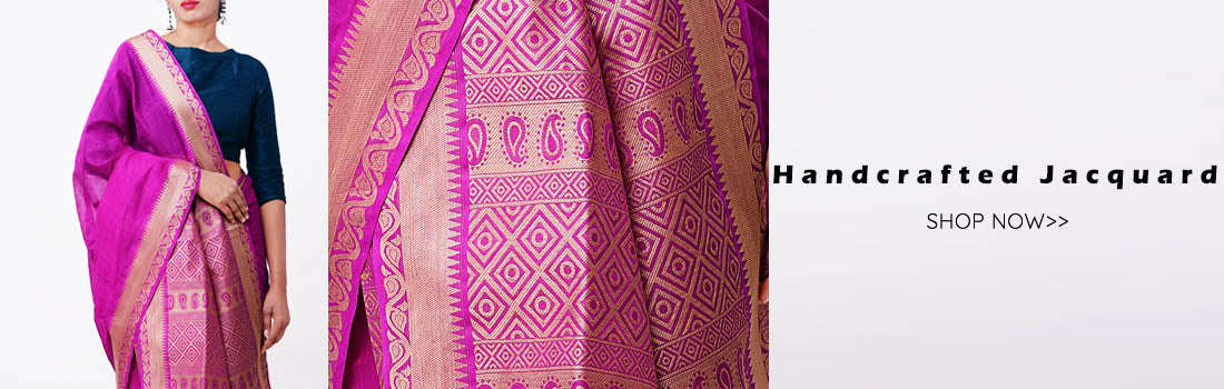 legant Pure Jacquard Chettinad Cotton Saree displayed in daylight