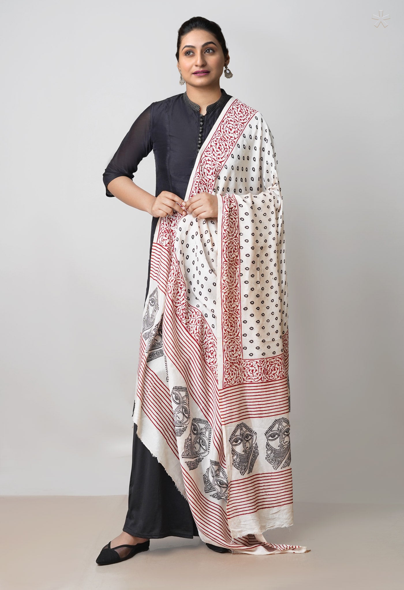 Beige Bagh Printed Chanderi Soft Silk Dupatta–UDS5148