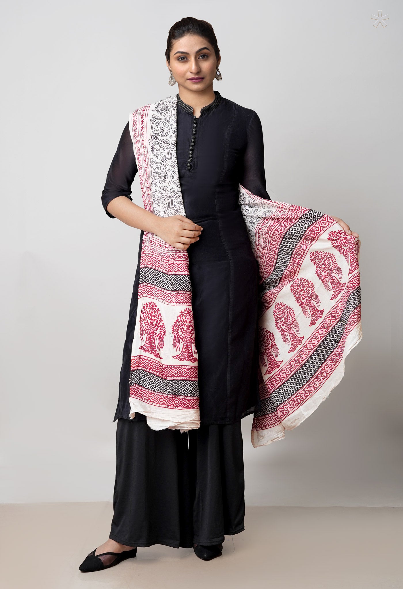 Beige Bagh Printed Chanderi Soft Silk Dupatta–UDS5154