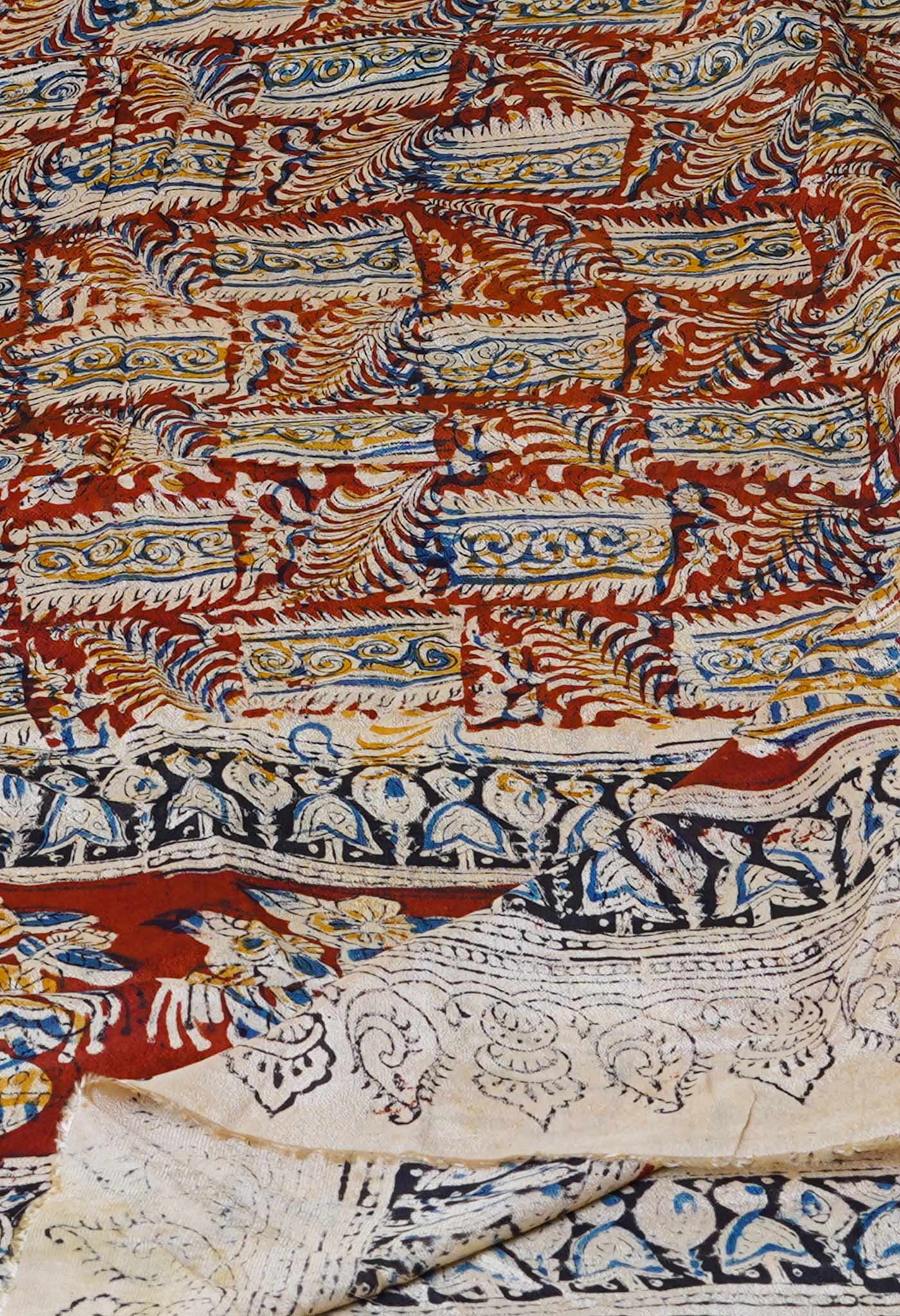 Multi pure Hand Block Kalamkari Georgette Dupatta–UDS5256