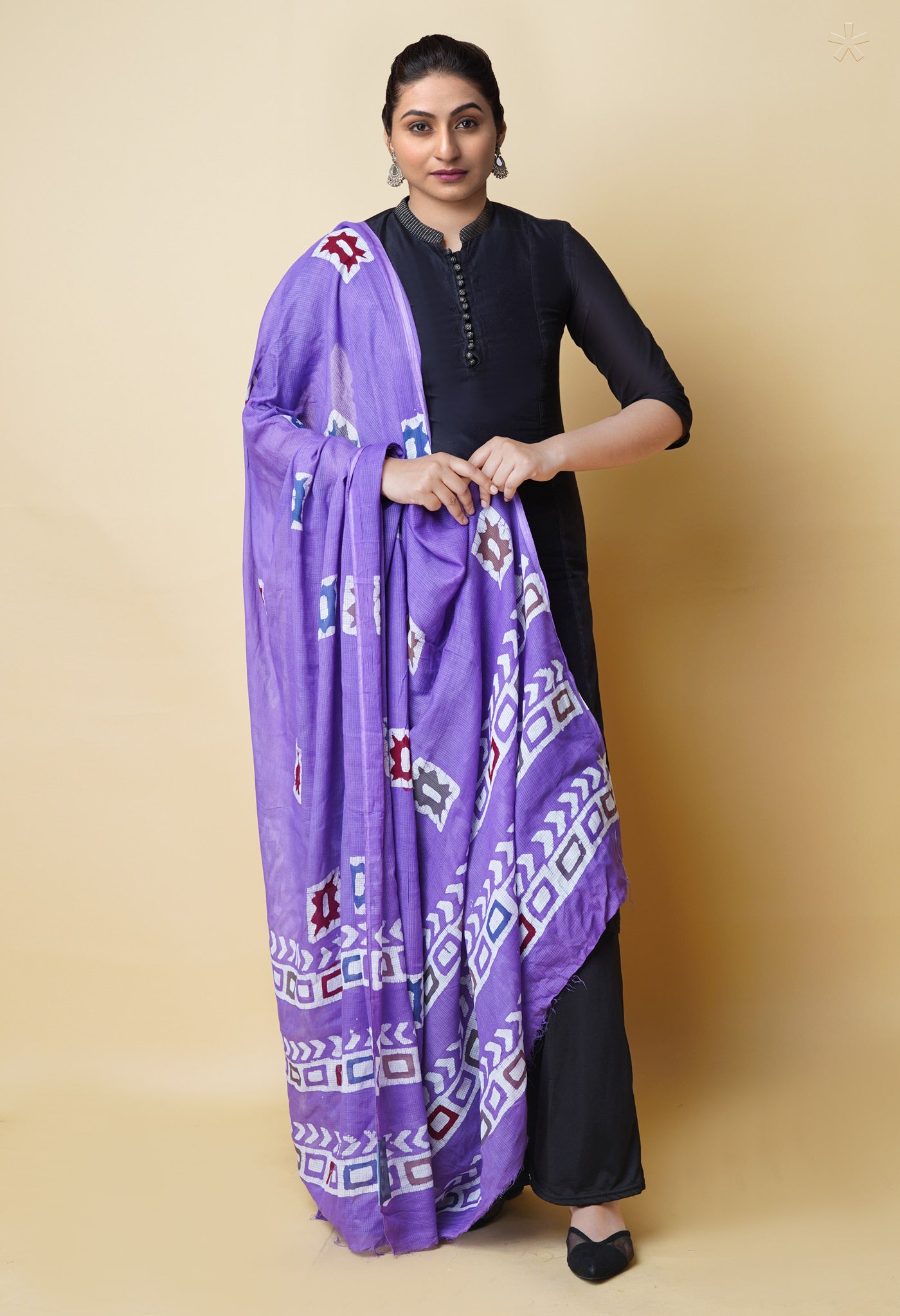 Violet Pure Batik Kota Cotton Dupatta – UDS5343