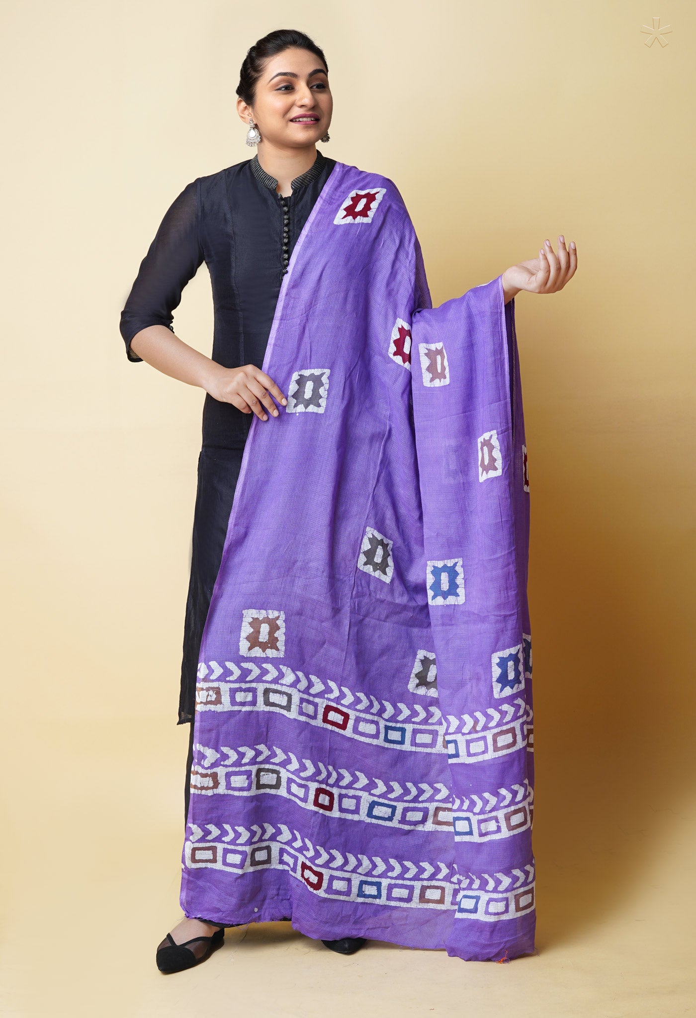 Violet Pure Batik Kota Cotton Dupatta – UDS5343