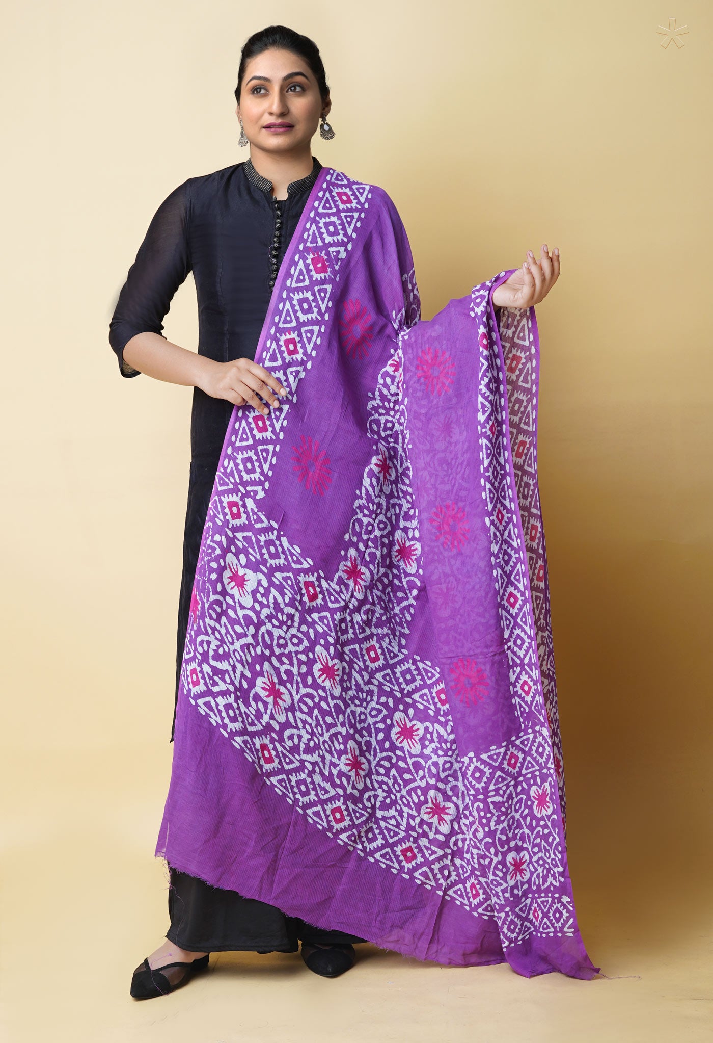 Violet Pure Batik Kota Cotton Dupatta – UDS5344