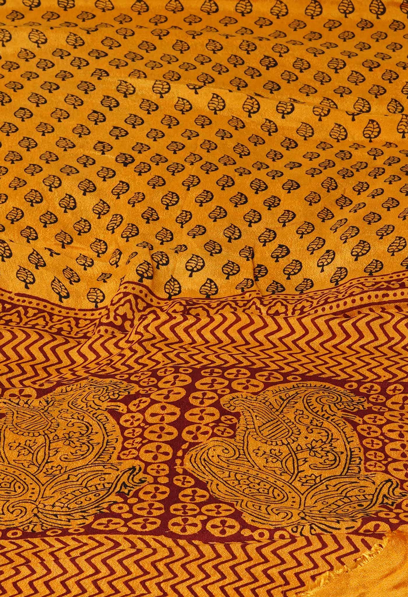 Mustard Yellow Bagh Printed Georgette Silk Dupatta–UDS5351