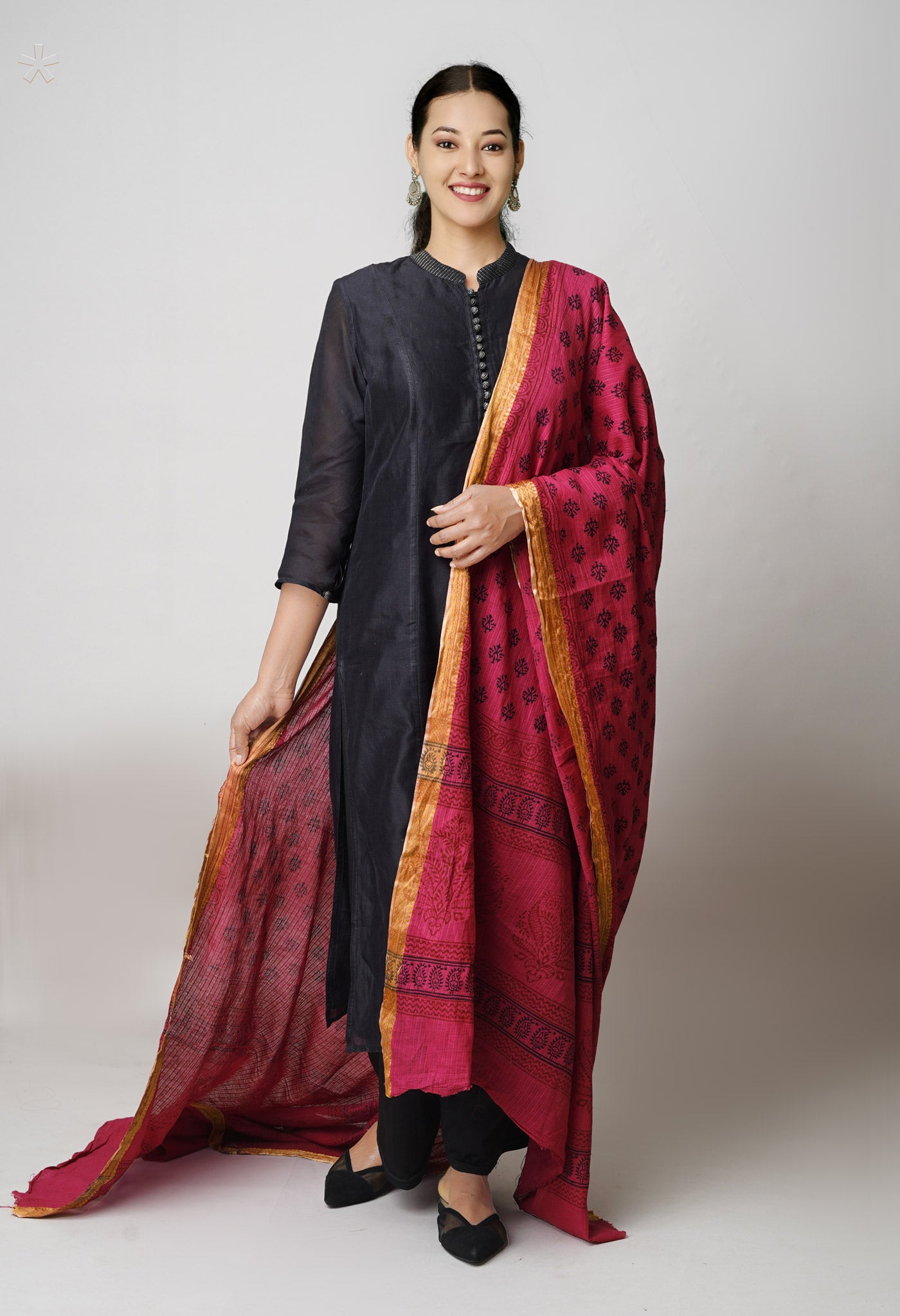 Pink Bagh Printed kota Cotton Dupatta–UDS5353