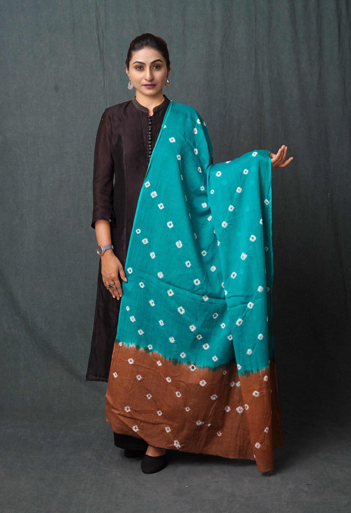 Green Pure Bandhani Printed Cotton Dupatta-UDS5661