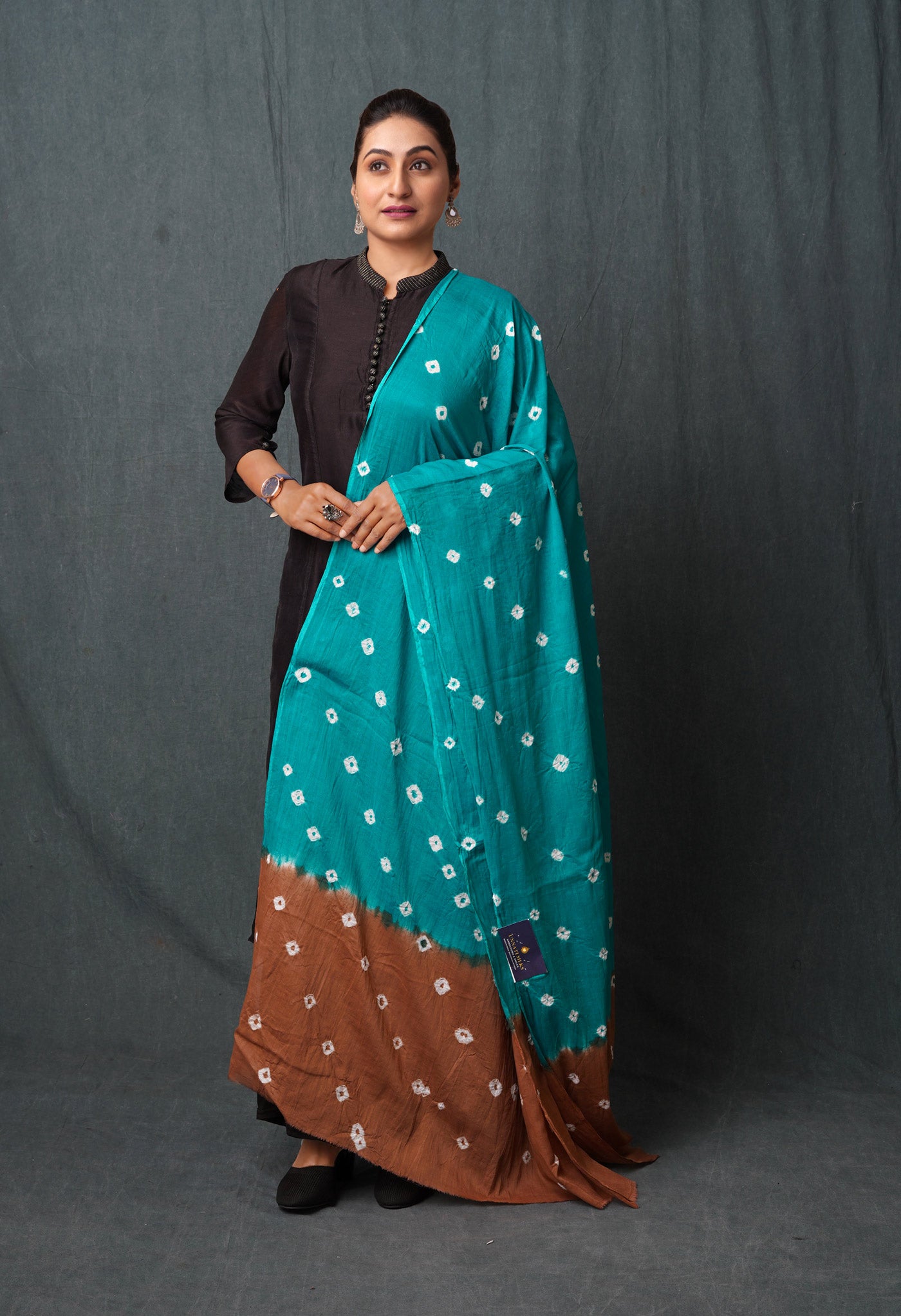 Green Pure Bandhani Printed Cotton Dupatta-UDS5661