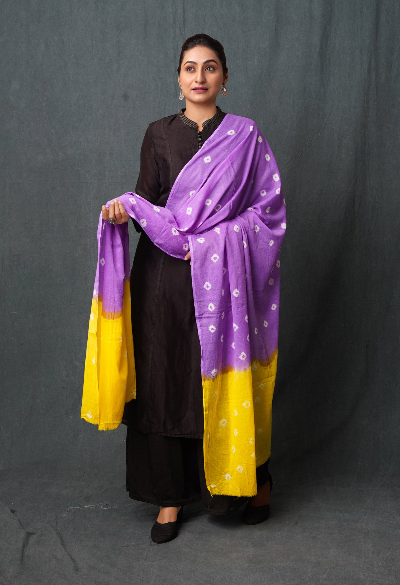 Violet Pure Bandhani Printed Cotton Dupatta-UDS5669