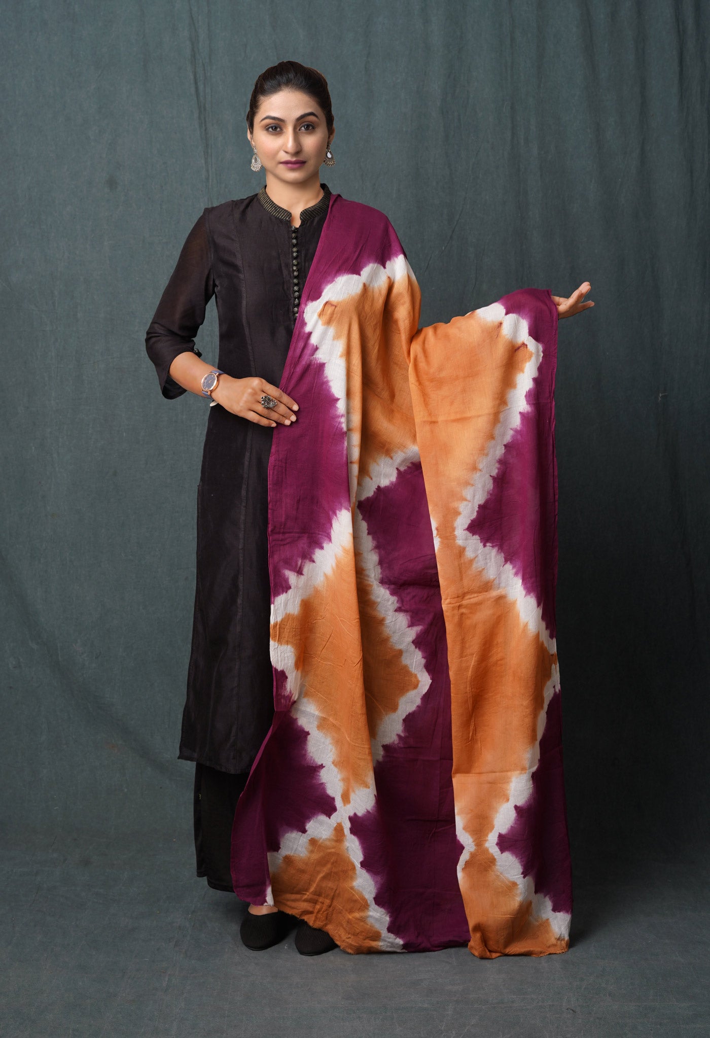 Multi Pure Bandhani Printed Cotton Dupatta-UDS5670