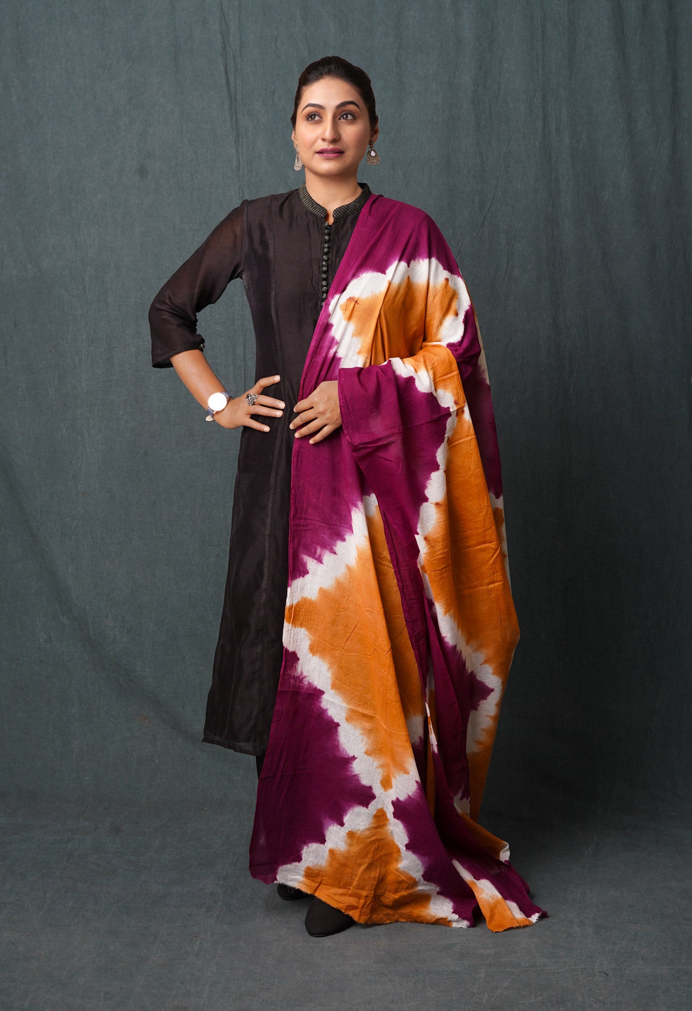 Multi Pure Bandhani Printed Cotton Dupatta-UDS5670