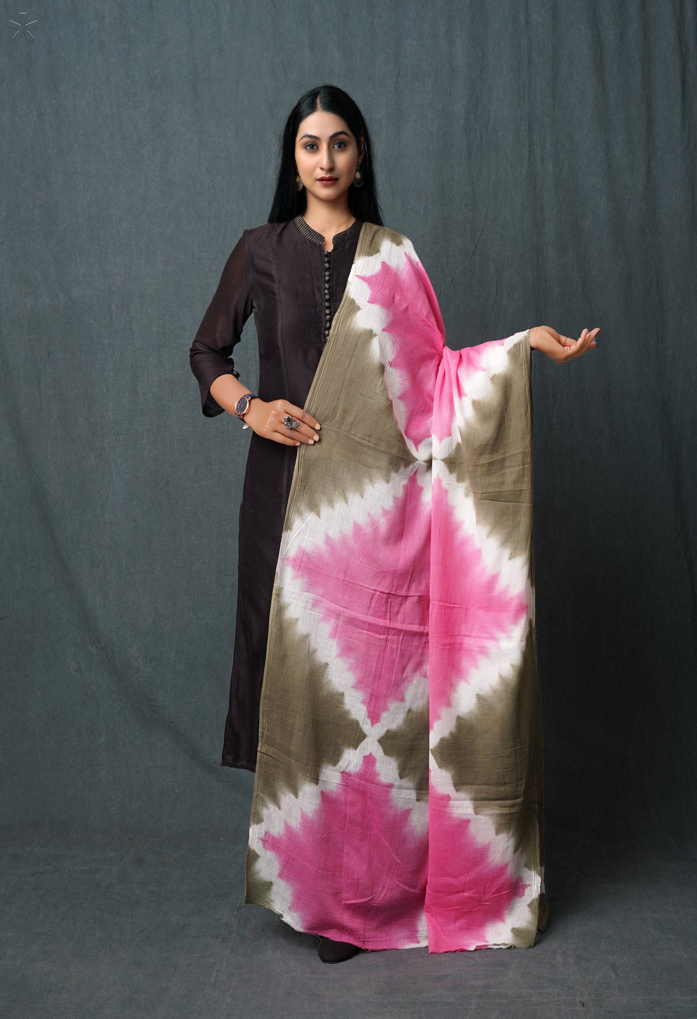 Multi Pure Bandhani Printed Cotton Dupatta-UDS5672