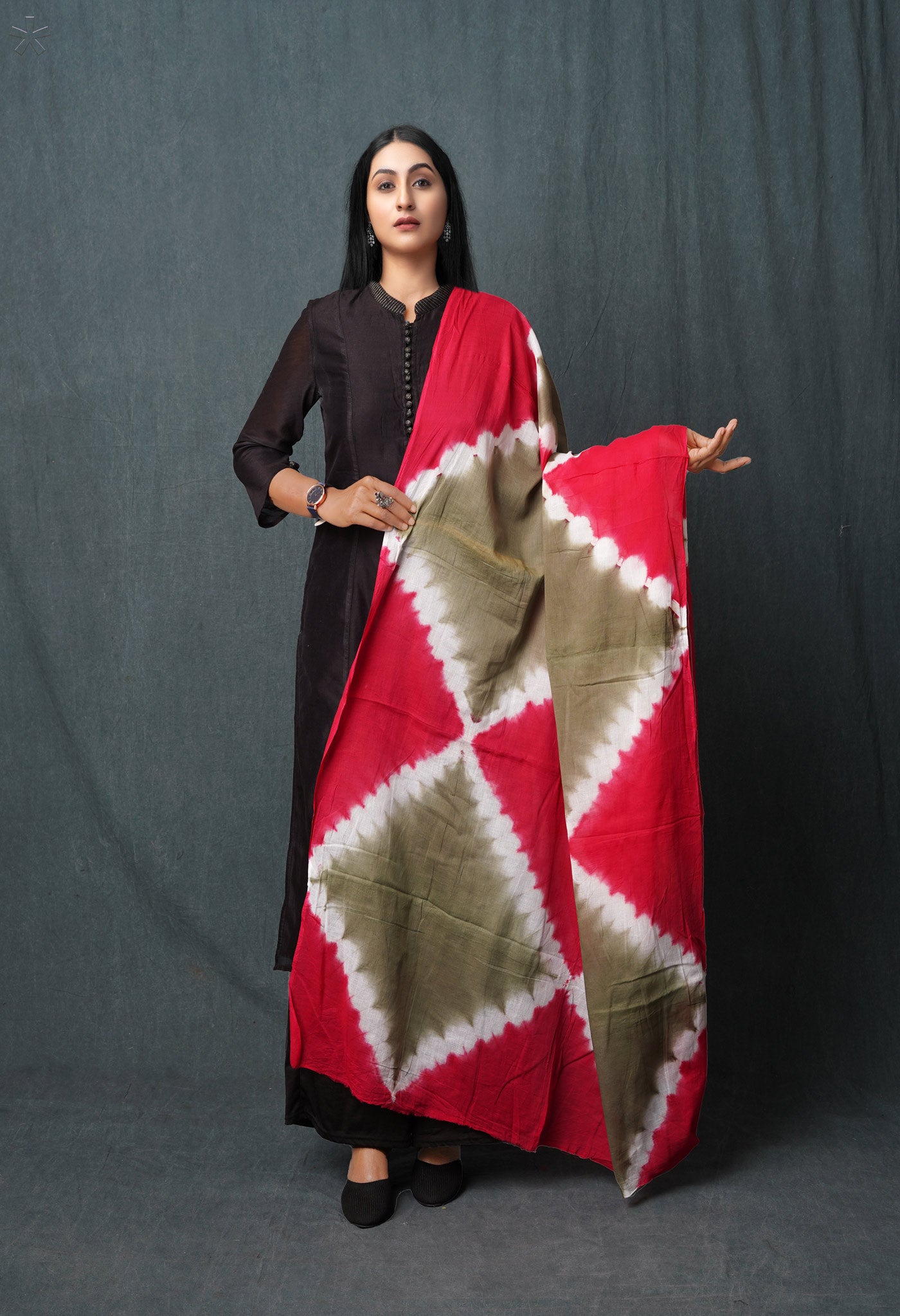 Multi Pure Bandhani Printed Cotton Dupatta-UDS5674