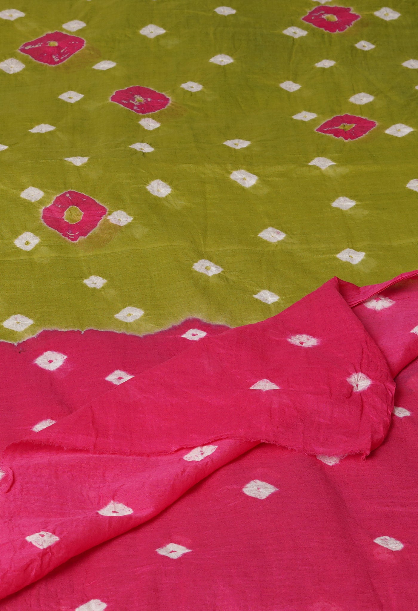 Green Pure Bandhani Printed Cotton Dupatta-UDS5681
