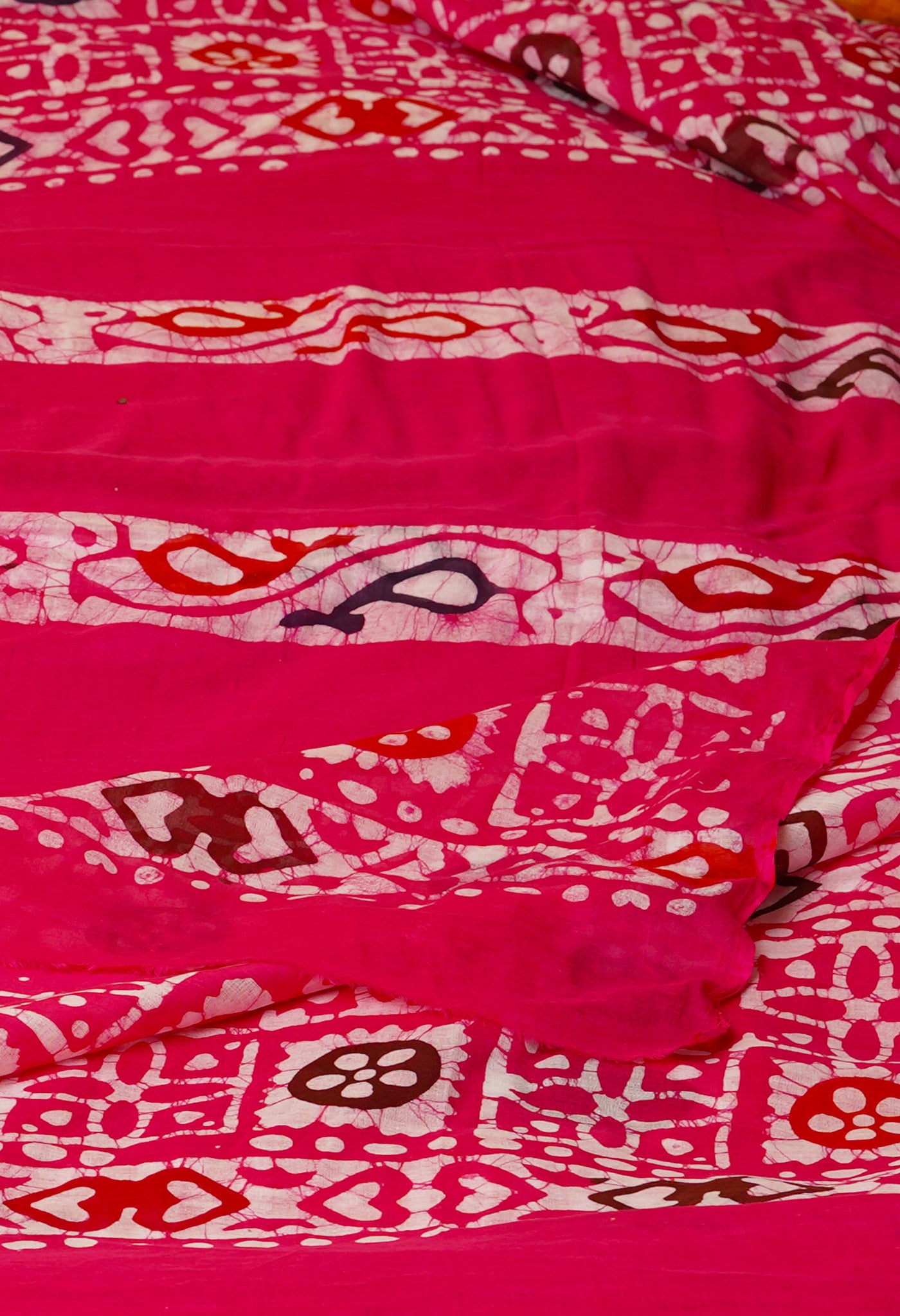 Pink Pure Wax Batik Printed Superfine Mulmul Cotton Dupatta-UDS5710