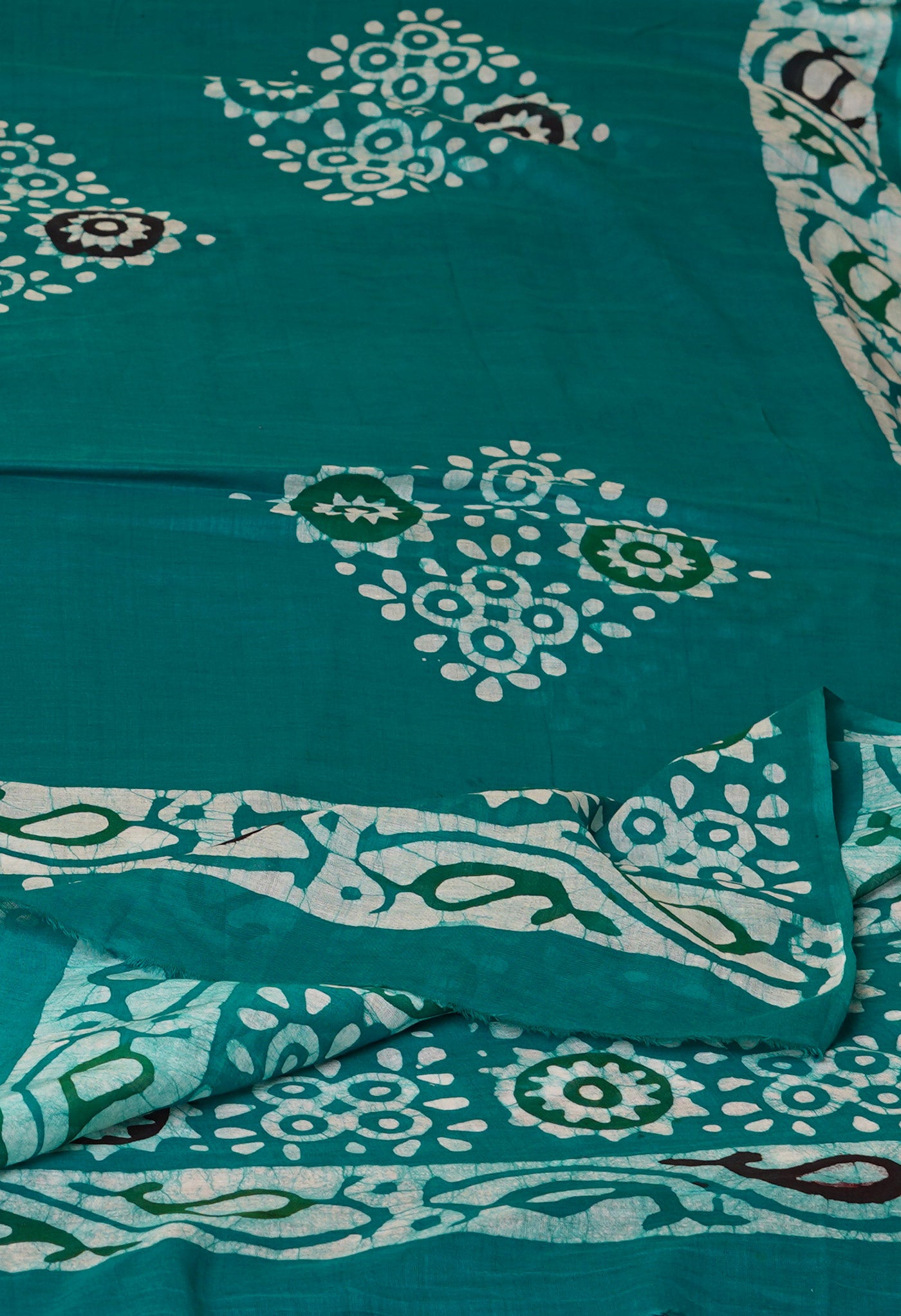 Green Pure Wax Batik Printed Superfine Mulmul Cotton Dupatta