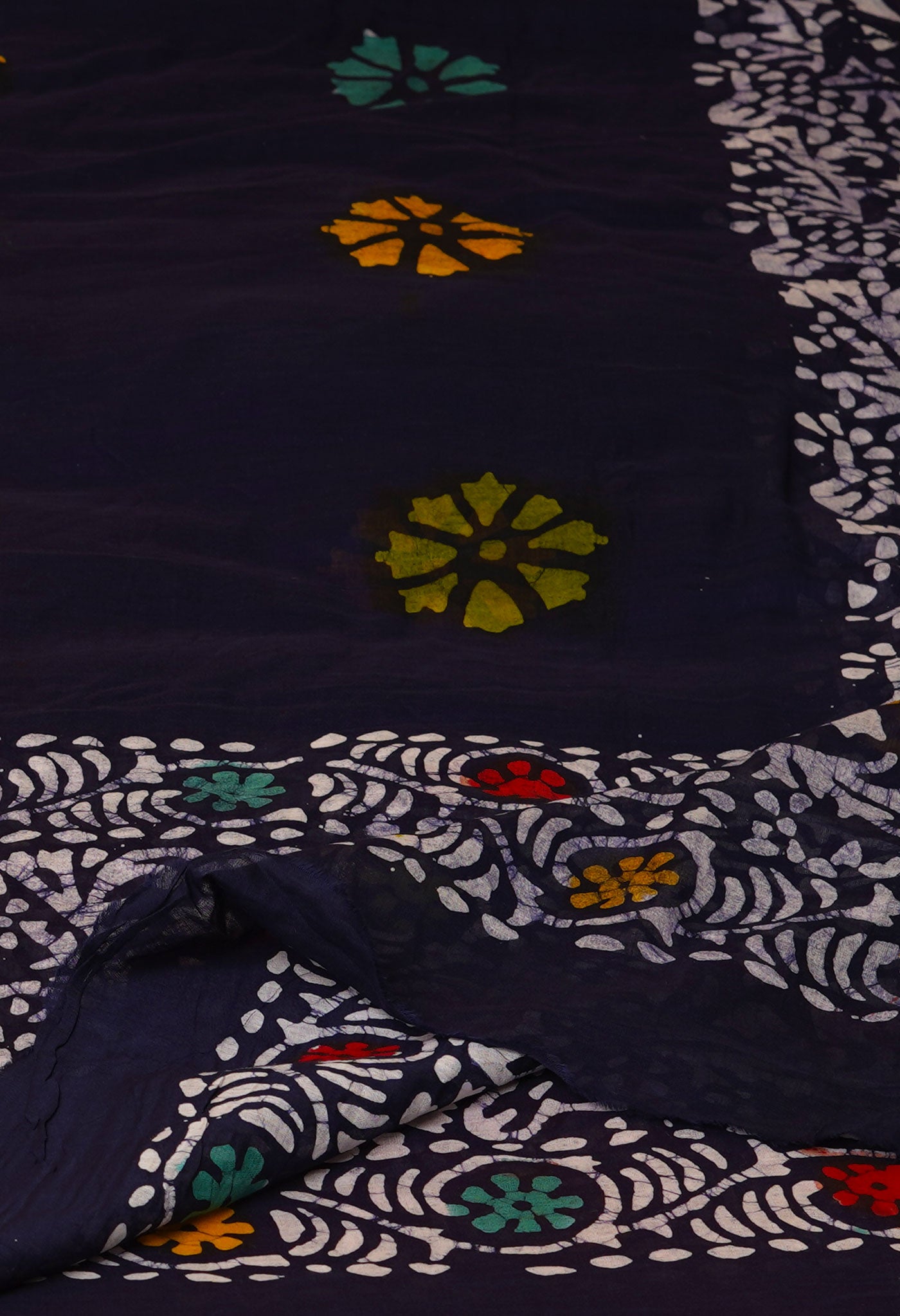 Blue Pure Wax Batik Printed Superfine Mulmul Cotton Dupatta