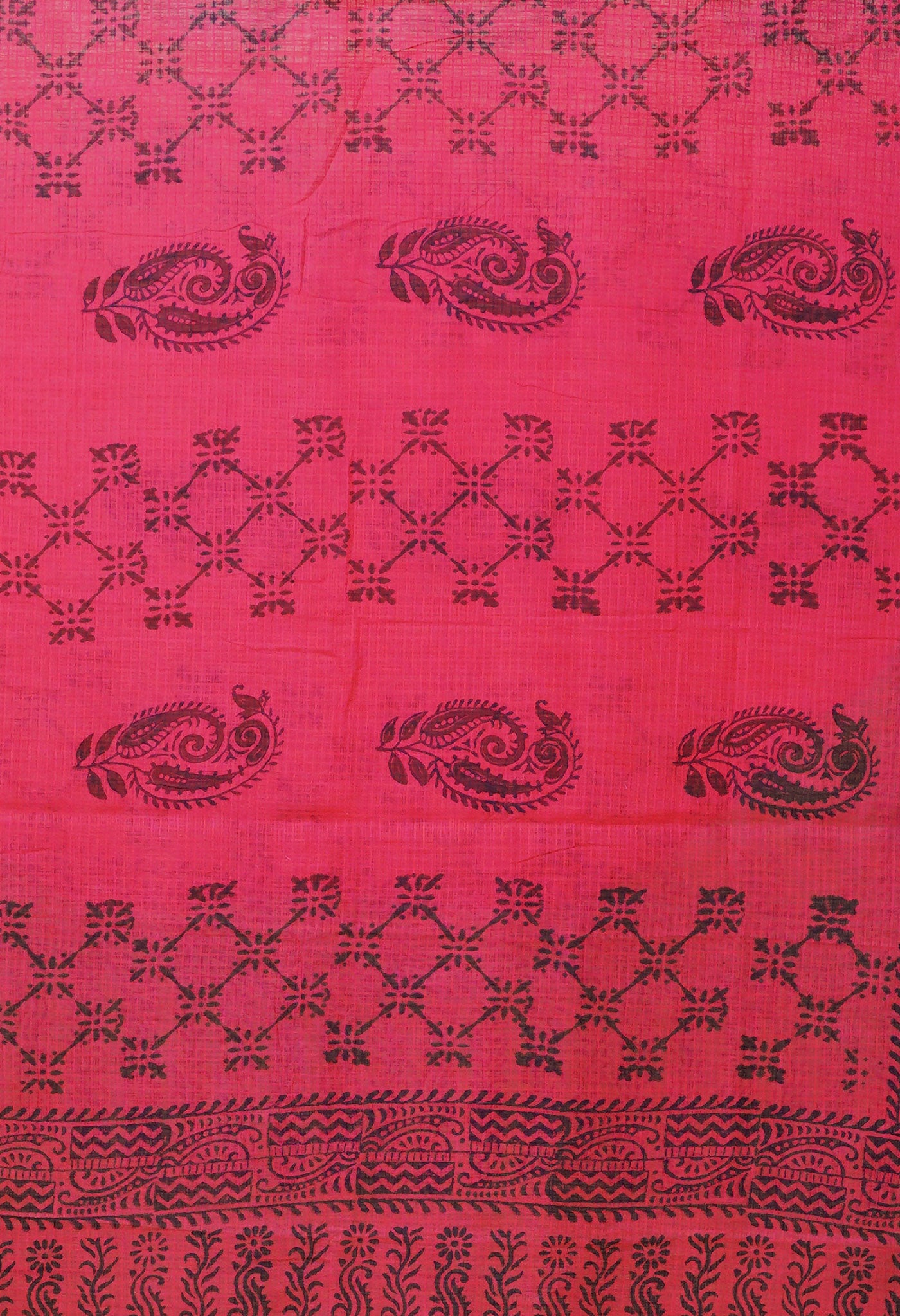 Red-Green Pure Block Printed Kota Dupatta-UDS5867
