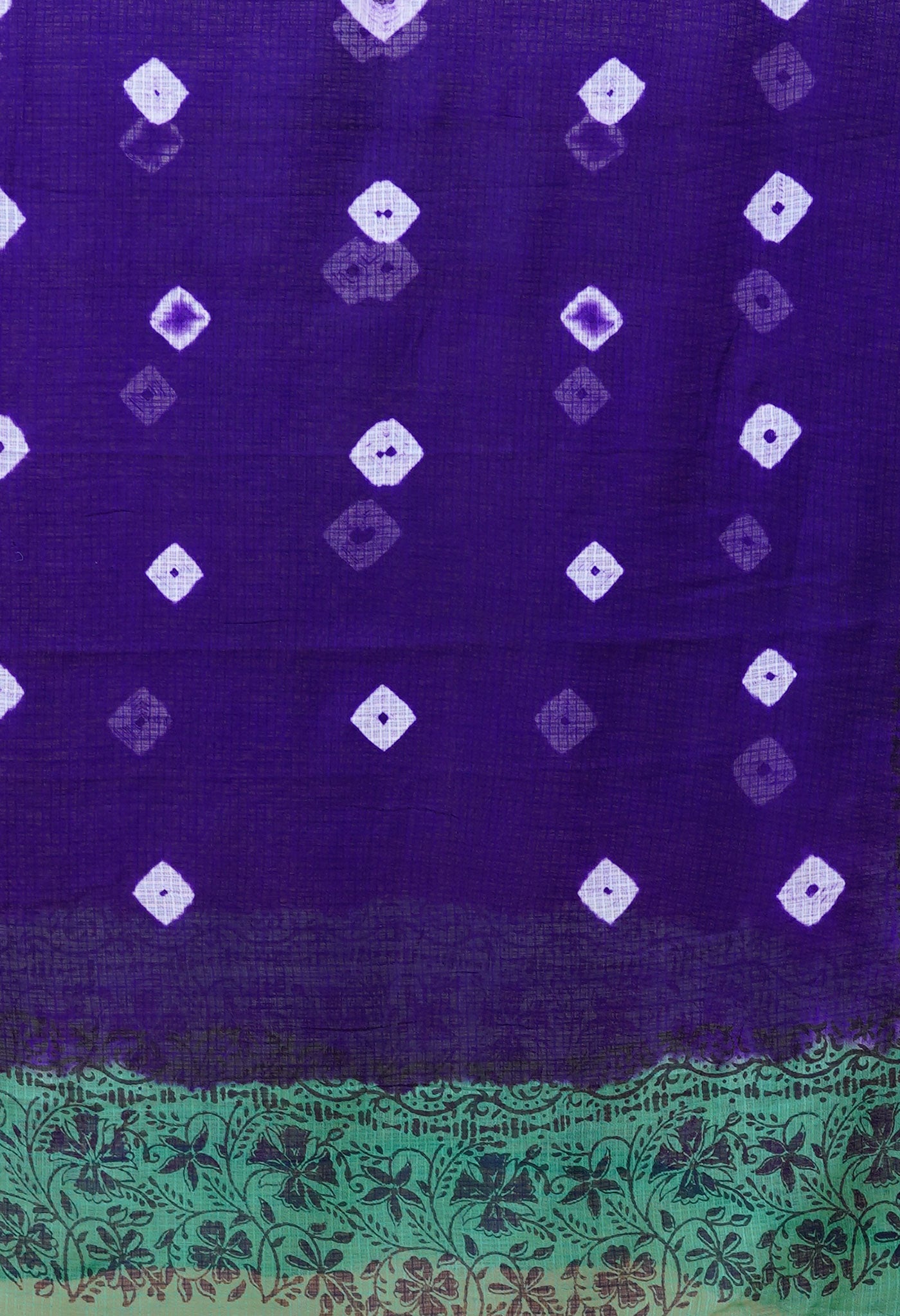 Dark Blue-Green Pure Bandhani Block Printed Kota Dupatta-UDS5872