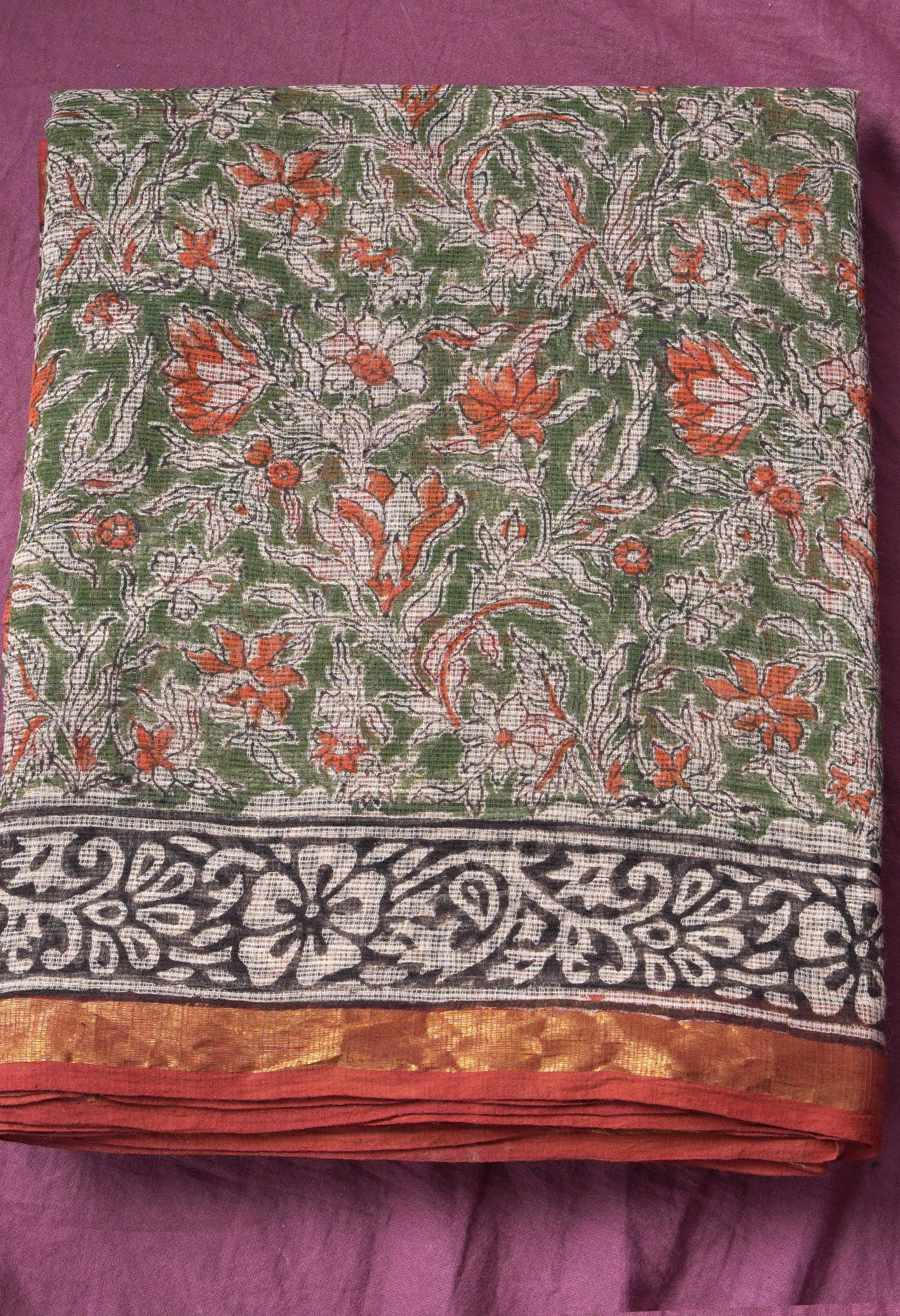 Pure Jaipur Bagru Block Printed Kota Cotton Saree-ULAC0001/71-1