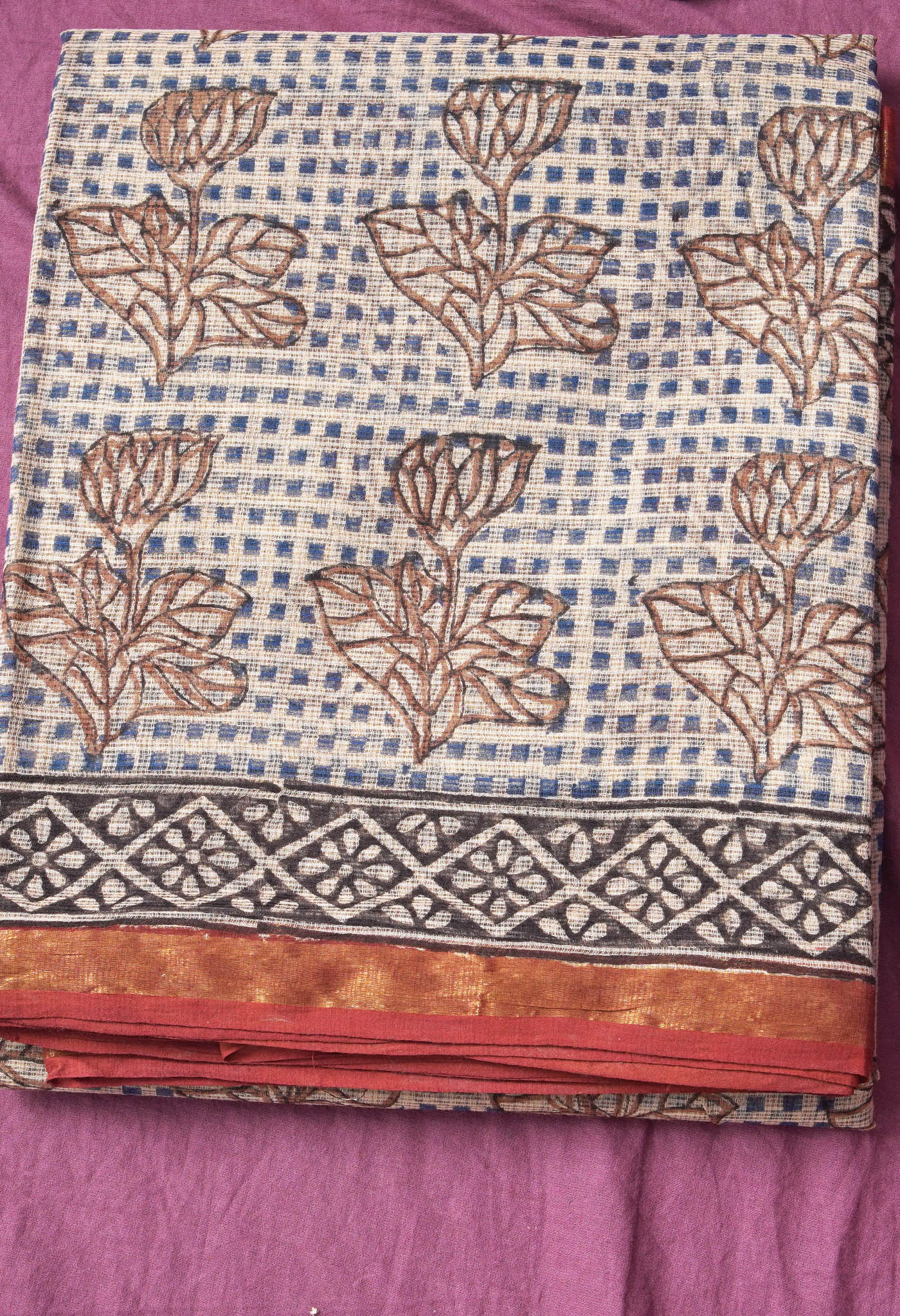 Pure Jaipur Bagru Block Printed Kota Cotton Saree-ULAC0001/71-14