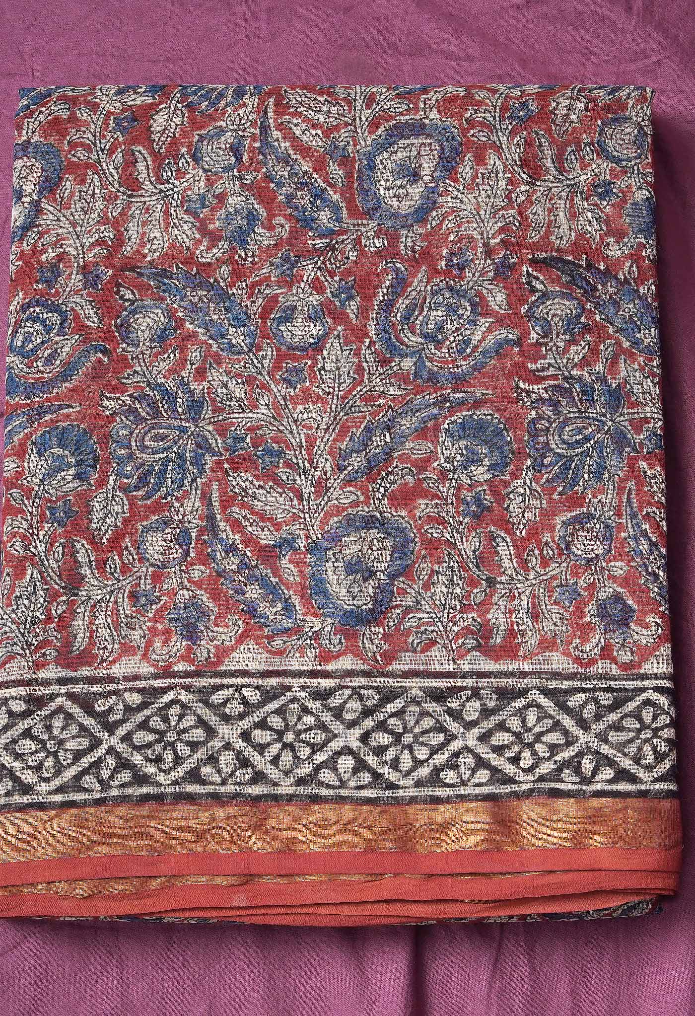 Pure Jaipur Bagru Block Printed Kota Cotton Saree-ULAC0001/71-20