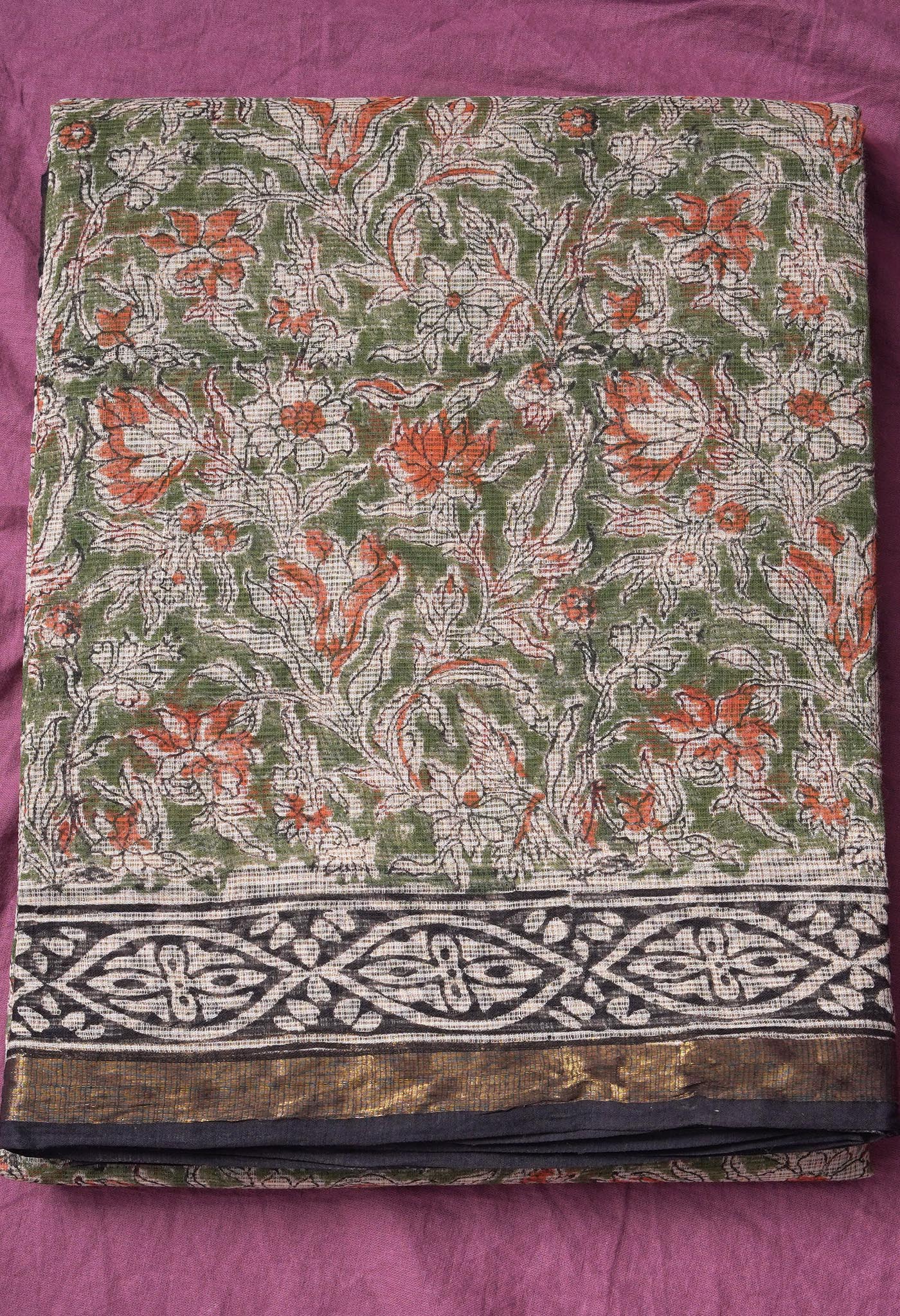 Pure Jaipur Bagru Block Printed Kota Cotton Saree-ULAC0001/71-24