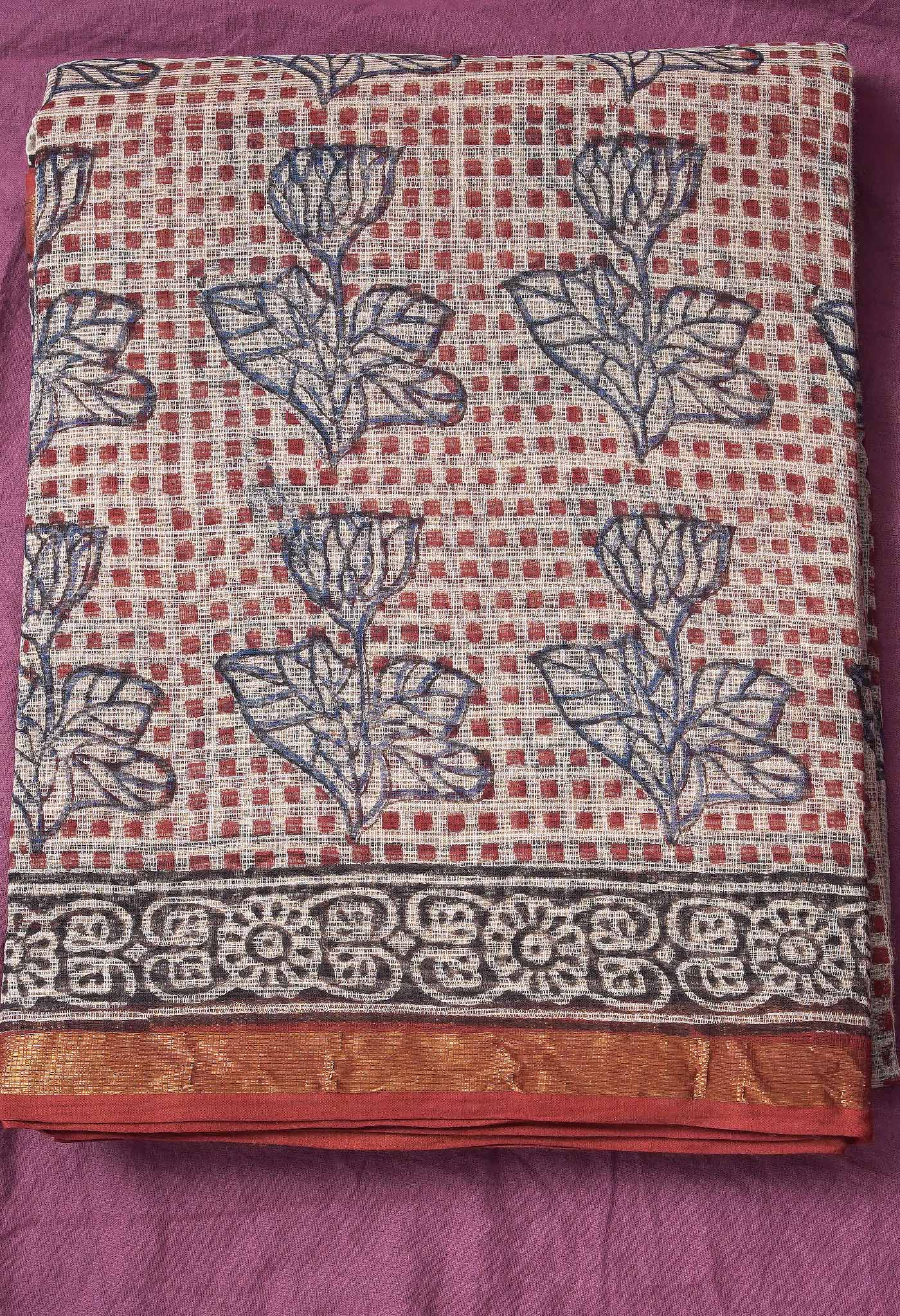 Pure Jaipur Bagru Block Printed Kota Cotton Saree-ULAC0001/71-25