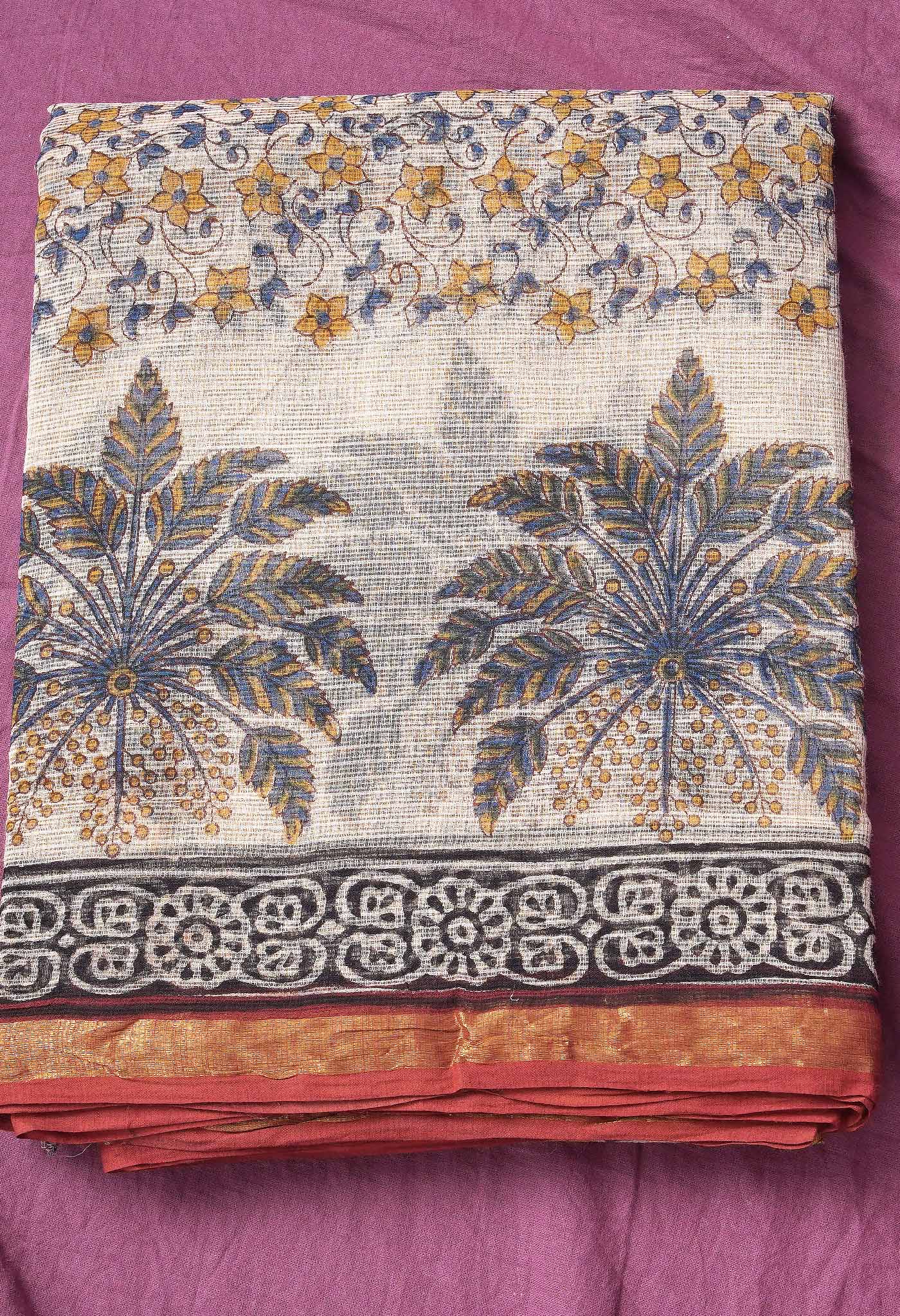 Pure Jaipur Bagru Block Printed Kota Cotton Saree-ULAC0001/71-27