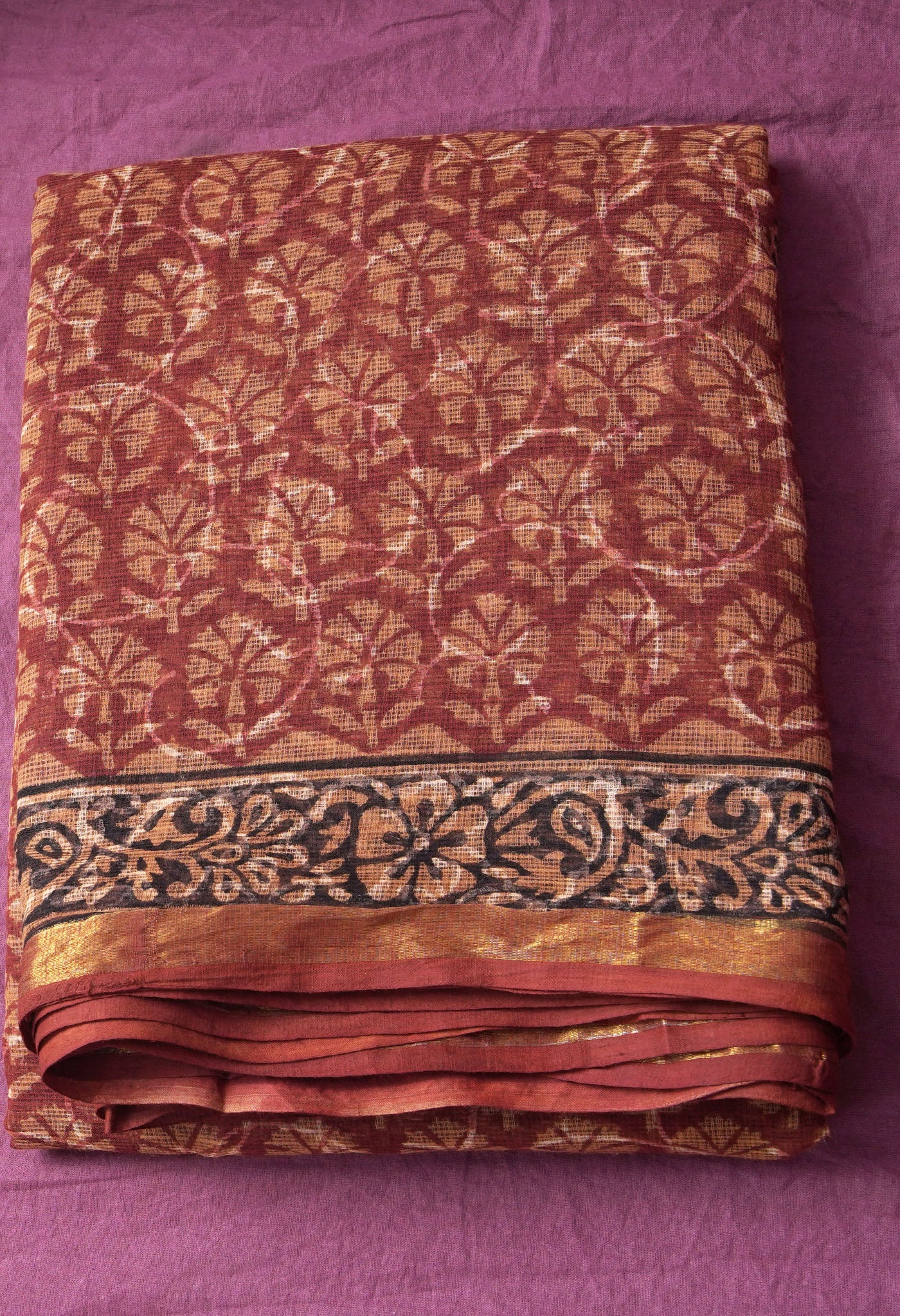 Pure Jaipur Bagru Block Printed Kota Cotton Saree-ULAC0001/71-38