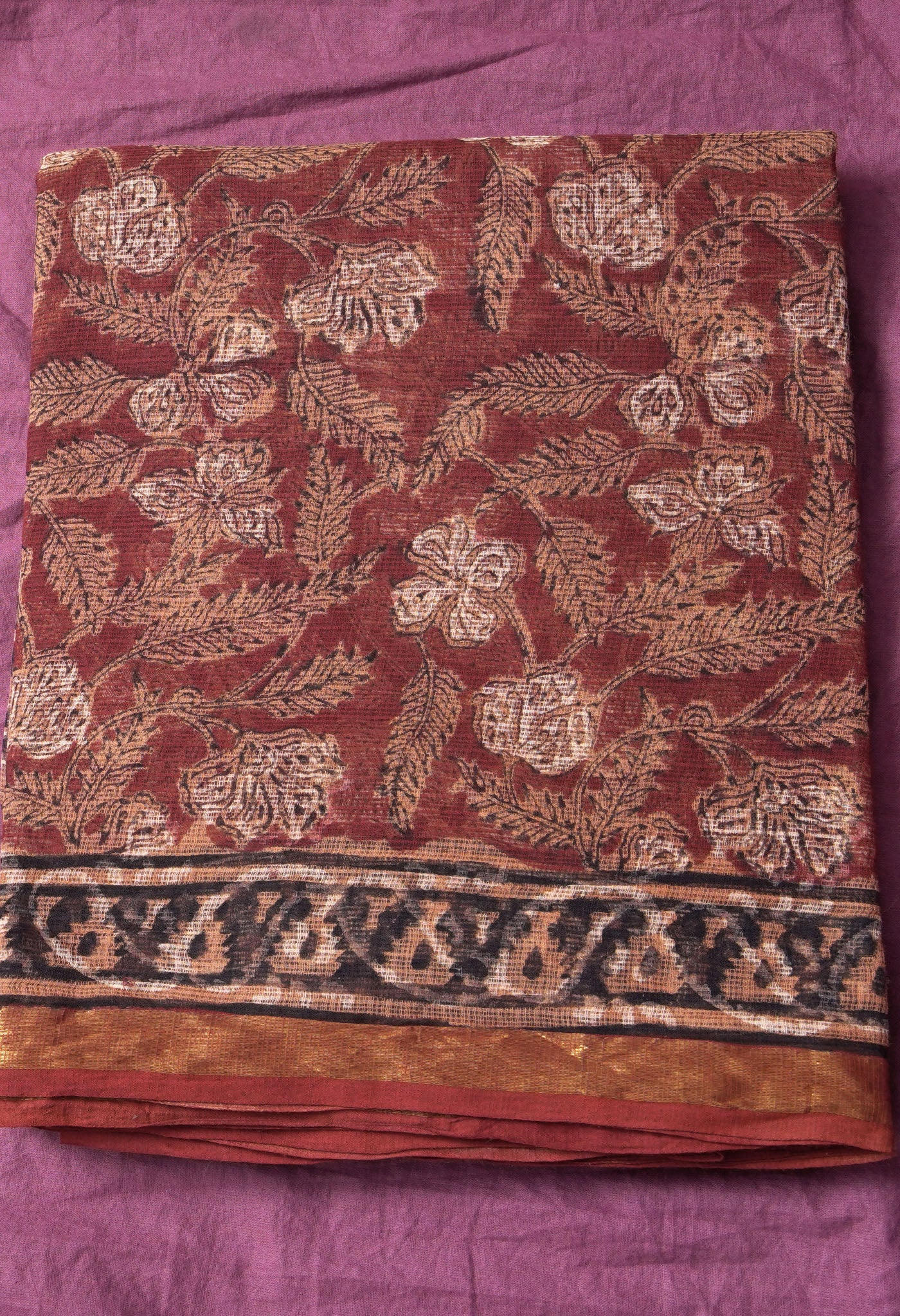 Pure Jaipur Bagru Block Printed Kota Cotton Saree-ULAC0001/71-43