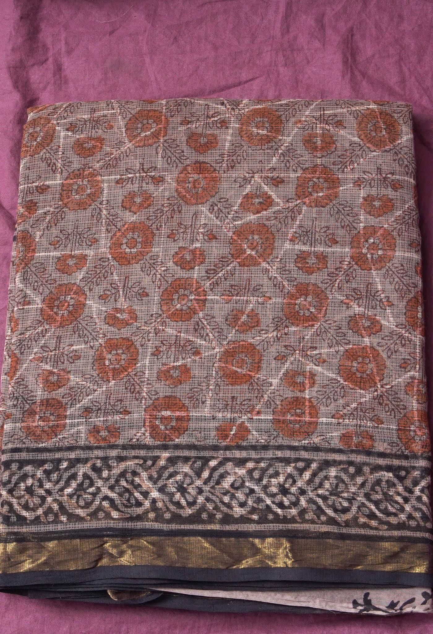 Pure Jaipur Bagru Block Printed Kota Cotton Saree-ULAC0001/71-49