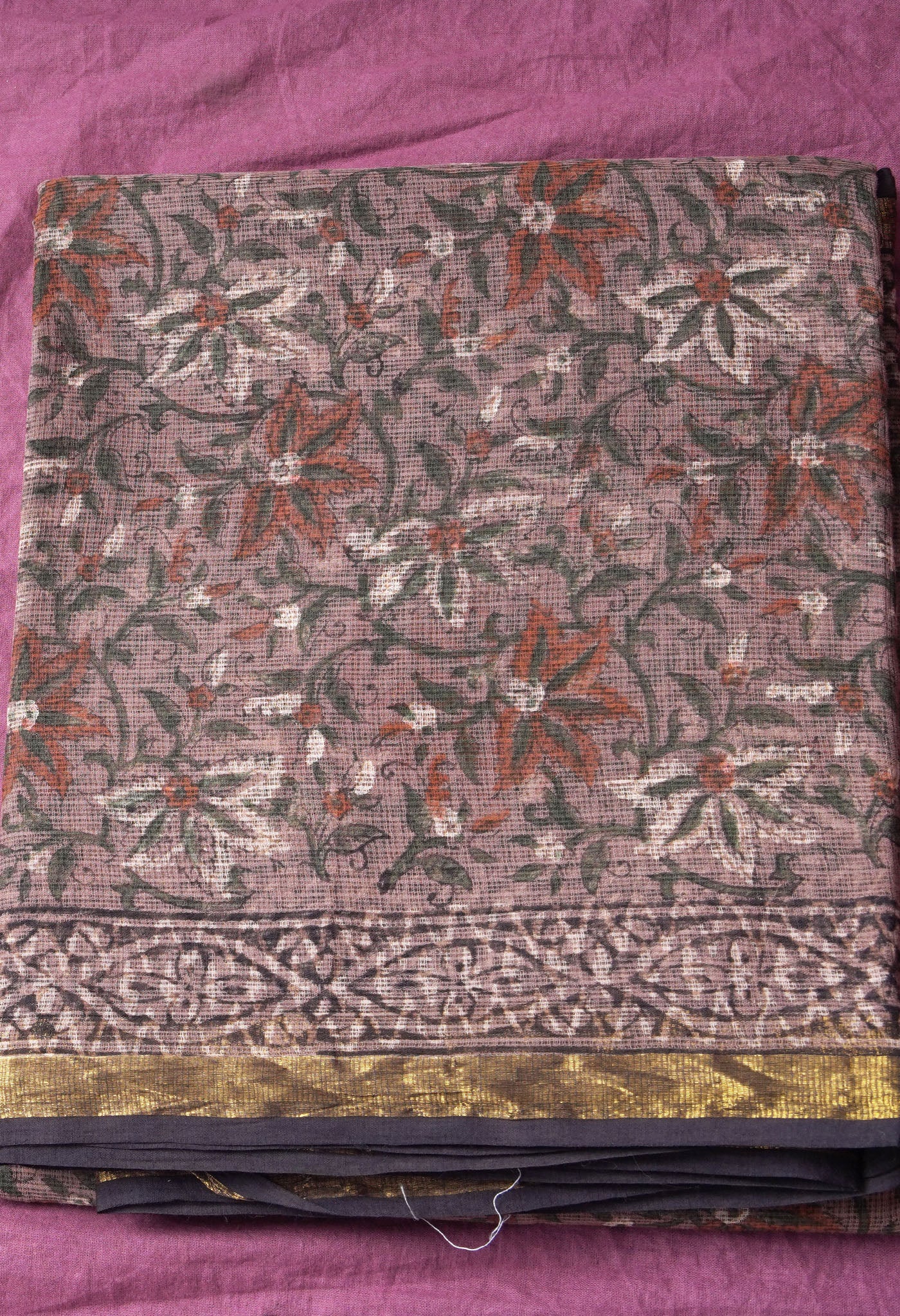 Pure Jaipur Bagru Block Printed Kota Cotton Saree-ULAC0001/71-57