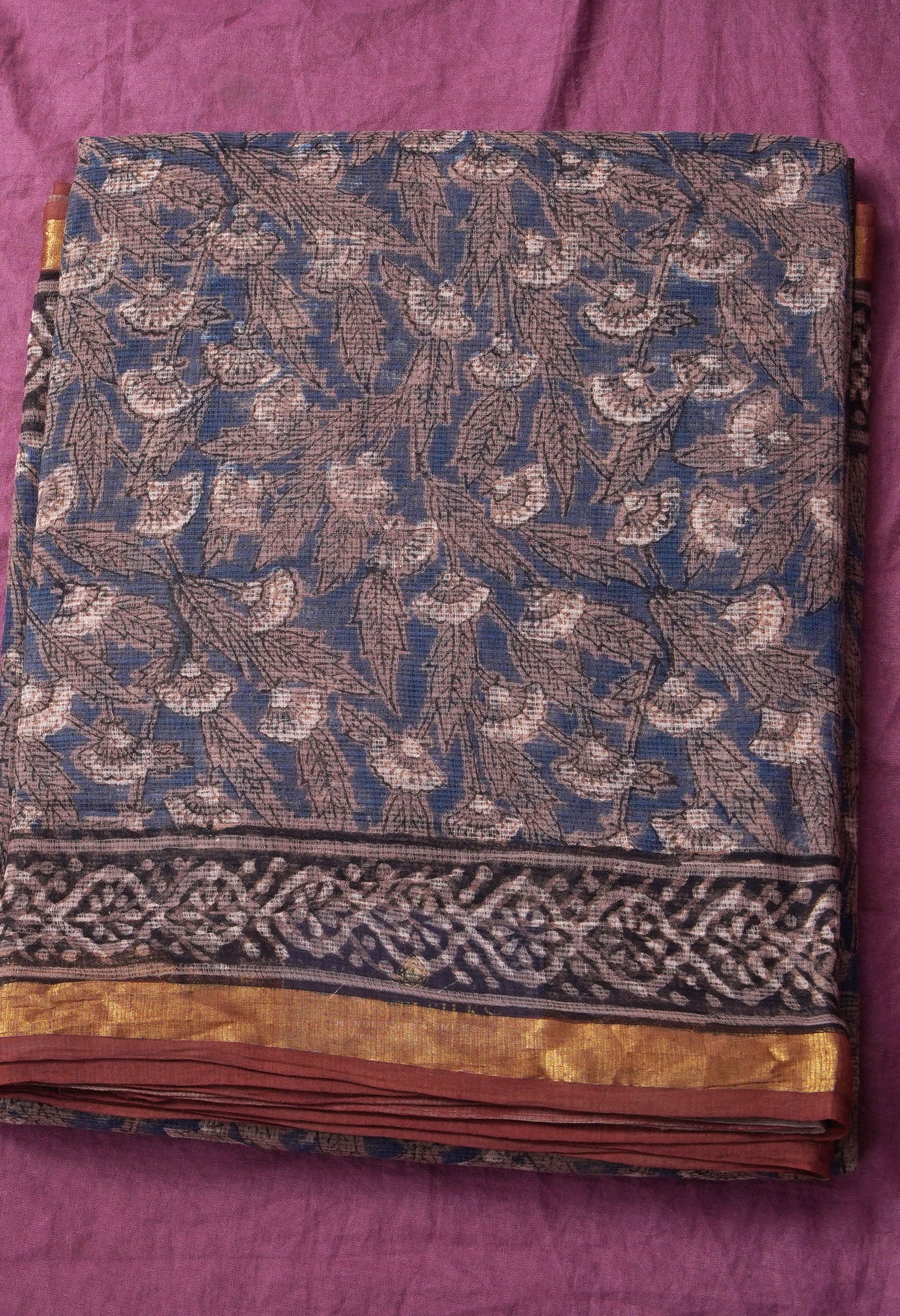 Pure Jaipur Bagru Block Printed Kota Cotton Saree-ULAC0001/71-59