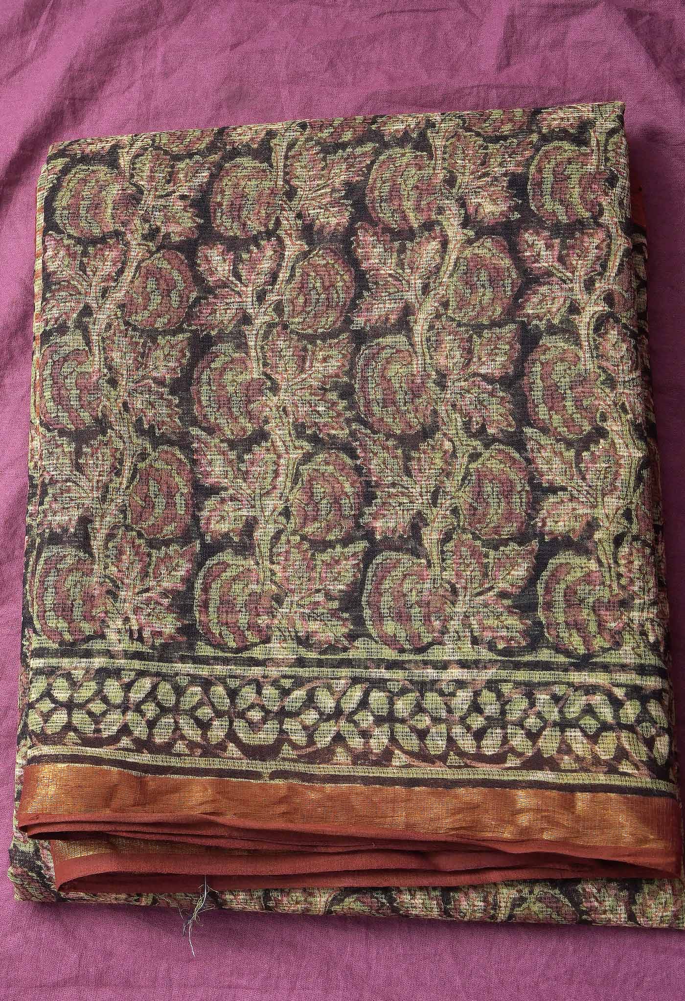 Pure Jaipur Bagru Block Printed Kota Cotton Saree-ULAC0001/71-67