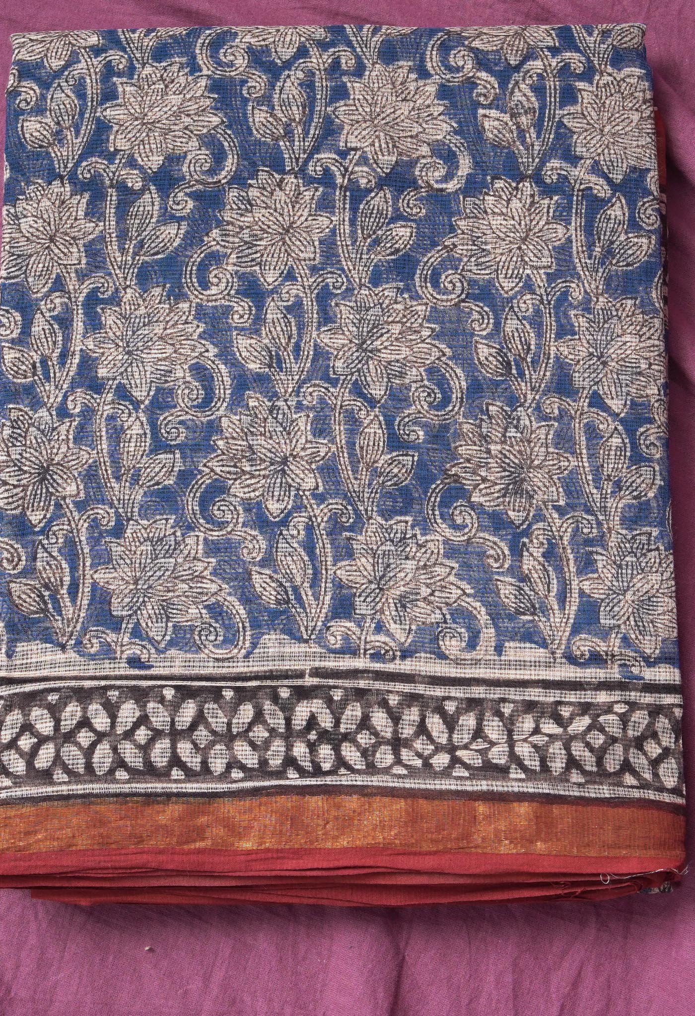 Pure Jaipur Bagru Block Printed Kota Cotton Saree-ULAC0001/71-7