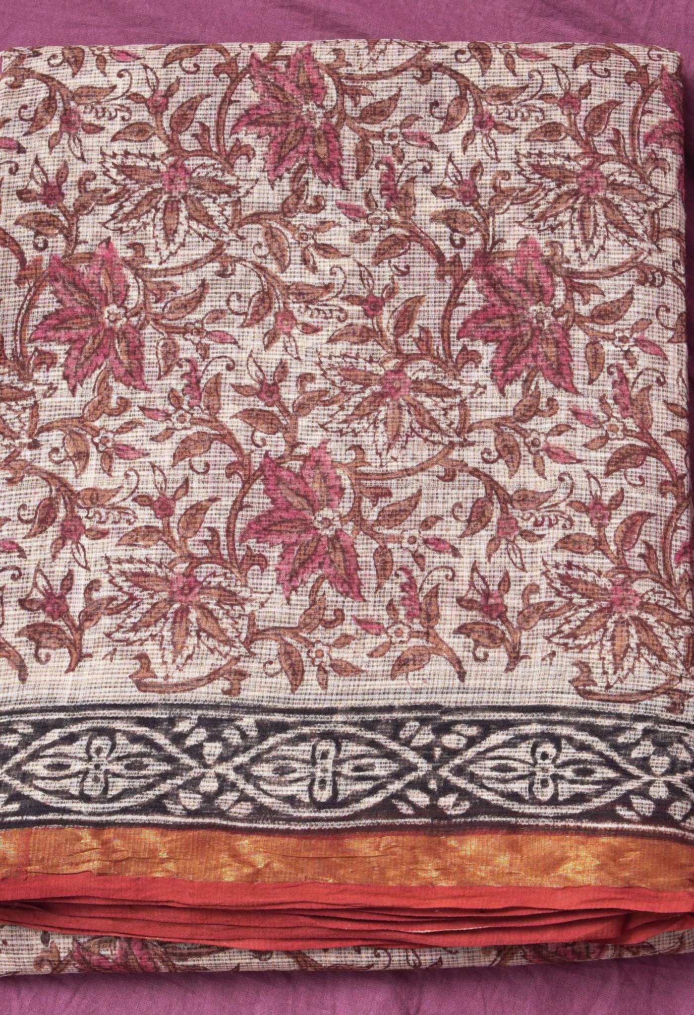 Pure Jaipur Bagru Block Printed Kota Cotton Saree-ULAC0001/71-8