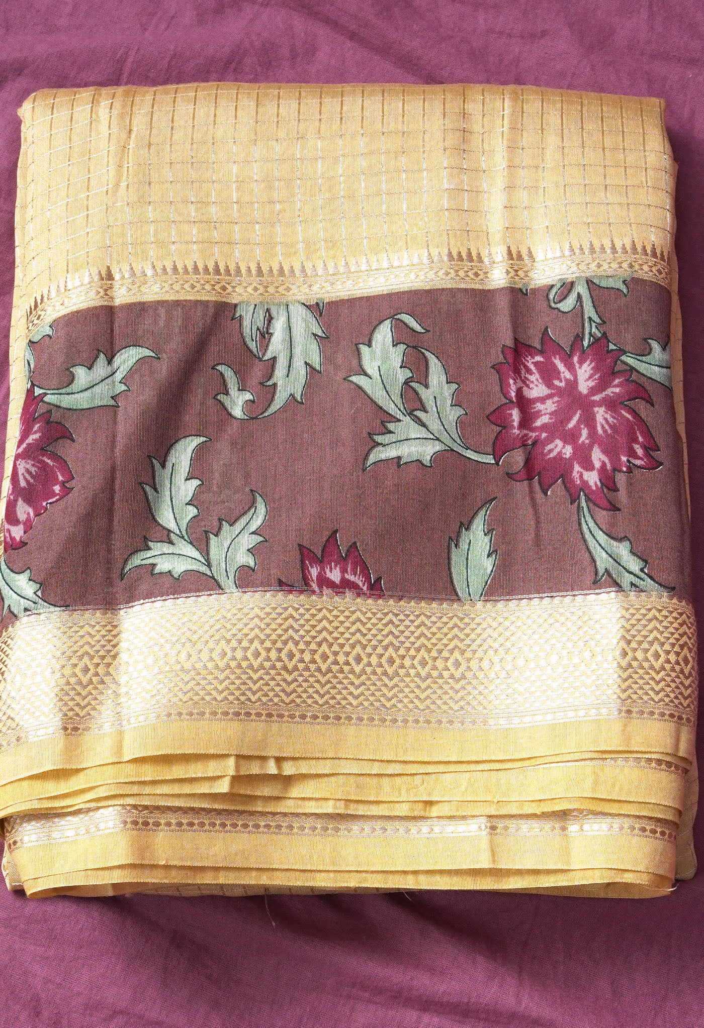 Pure Zari Weaving Checks Chanderi Silk Saree-ULAC0003/12-12