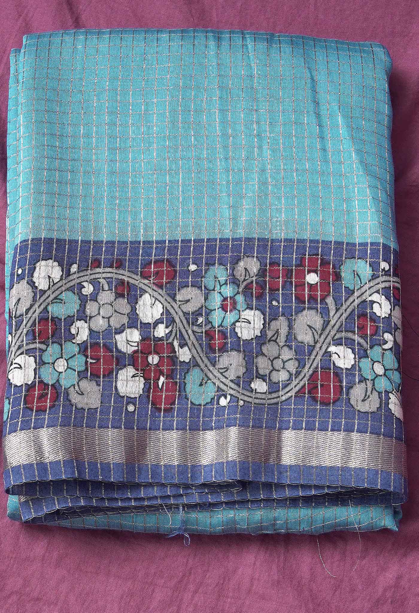 Pure Zari Weaving Checks Chanderi Silk Saree-ULAC0003/12-2