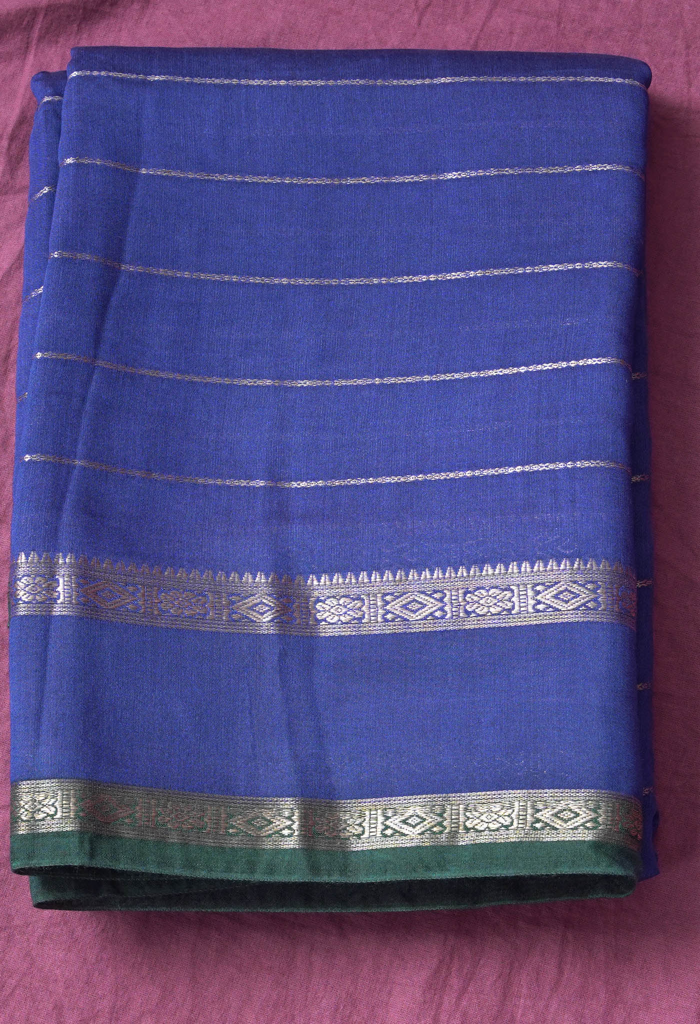 Pure Silver Zari Weaving Strips Chanderi Silk Saree-ULAC0005/9-3