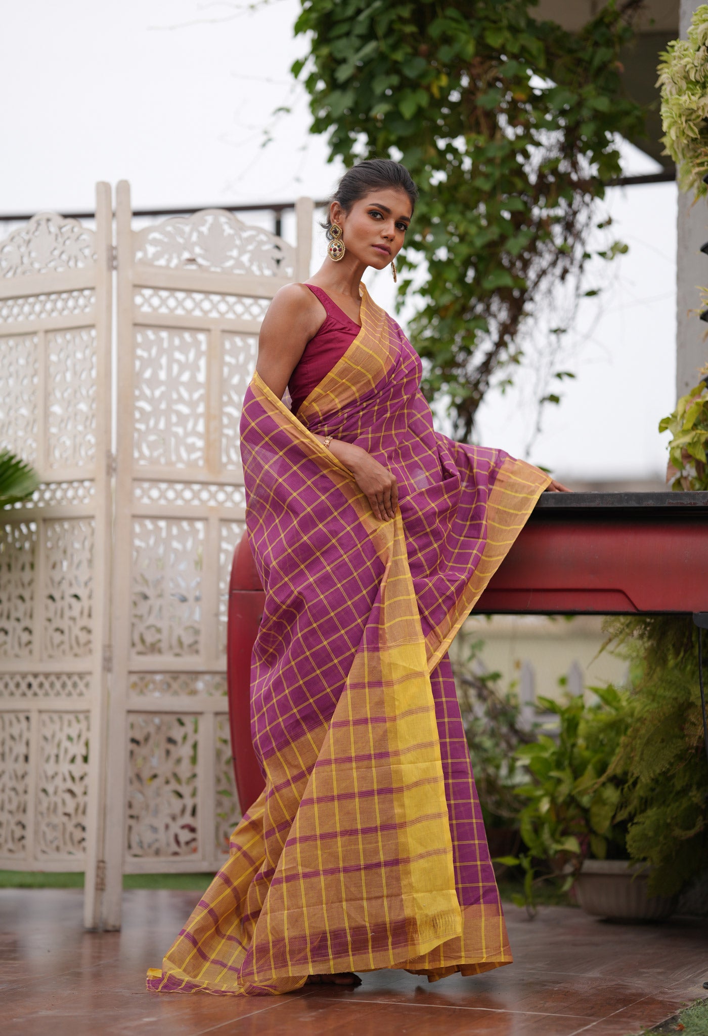 Purple Pure Mangalagiri Cotton Saree