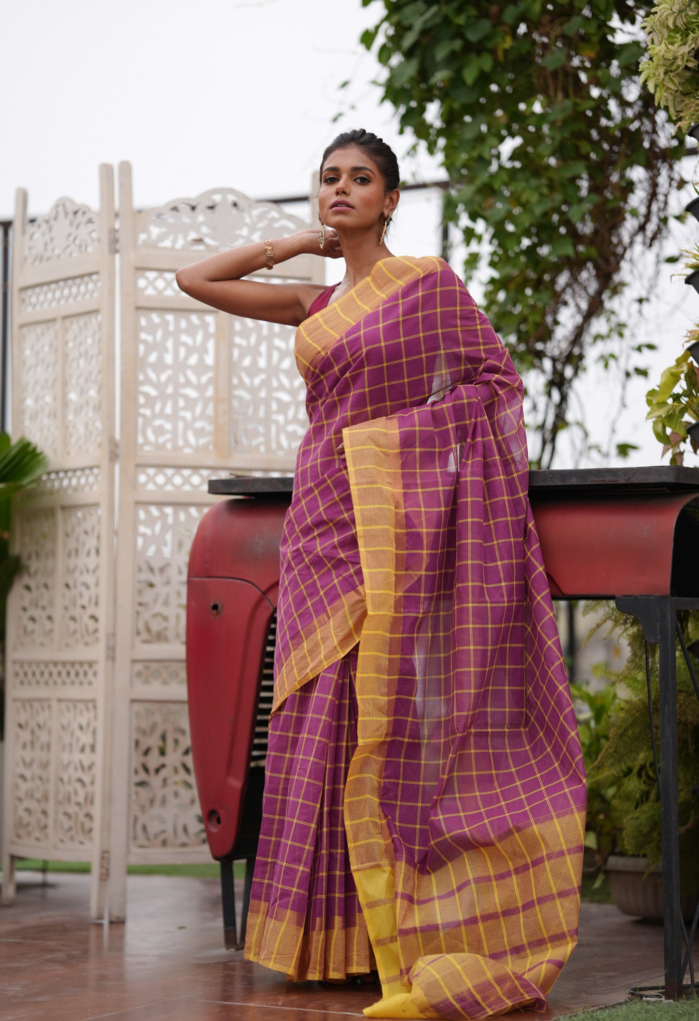 Purple Pure Mangalagiri Cotton Saree