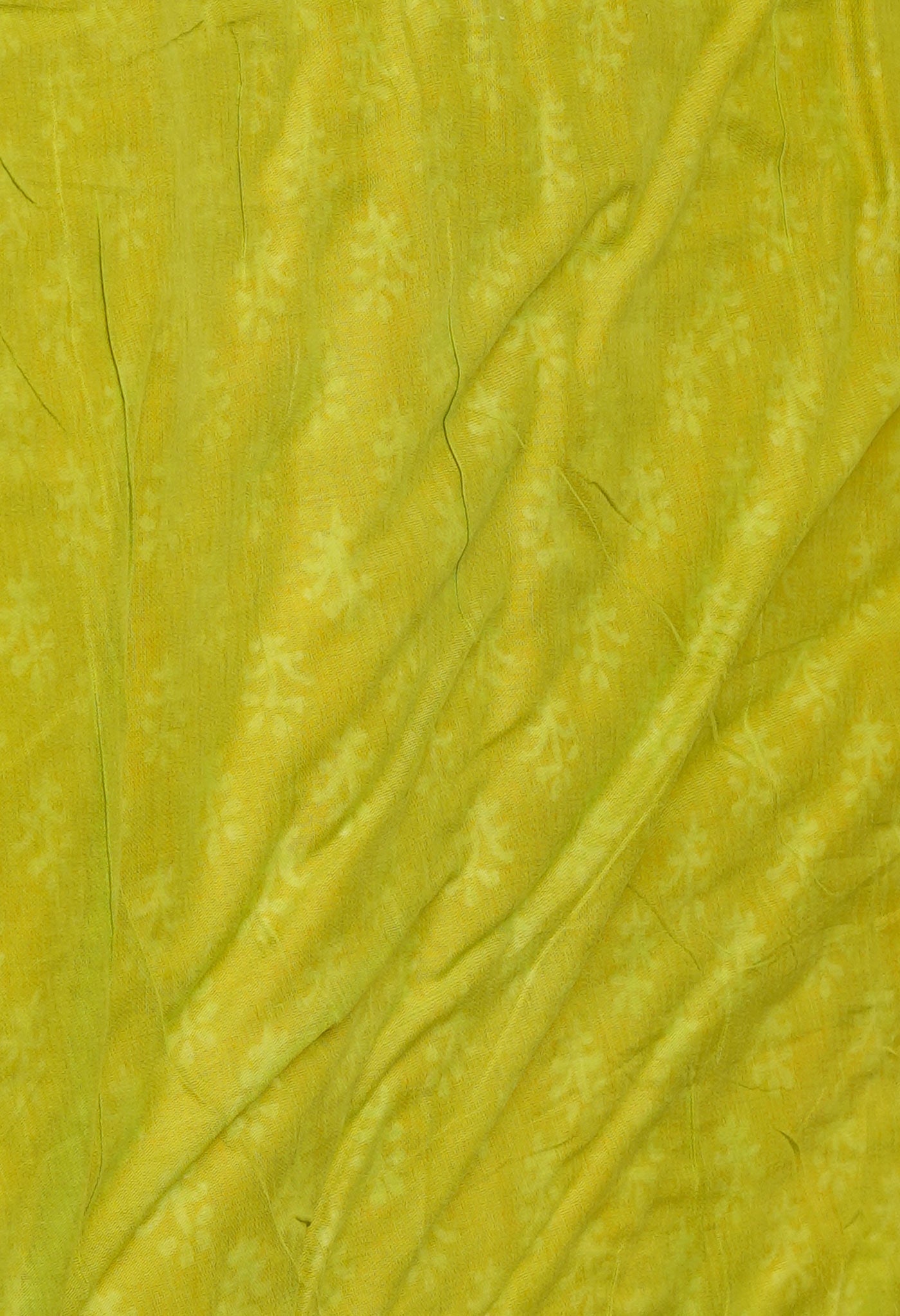 Yellow-Green Pure Hand Block Printed Soft Cotton Saree