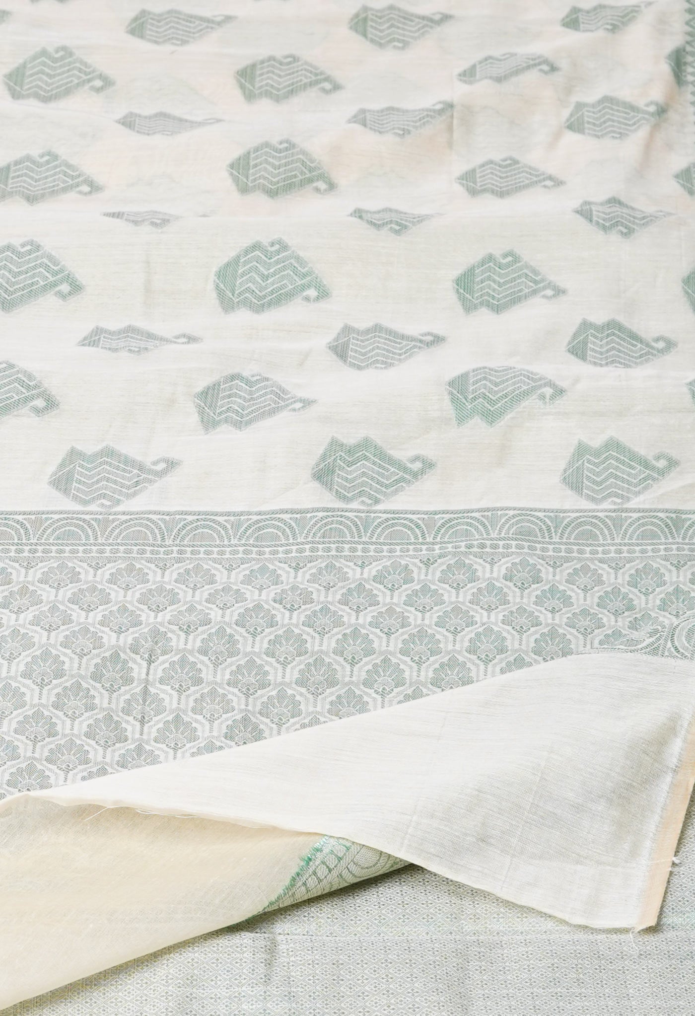 Cream Banarasi Chanderi Sico Saree-UNM73394