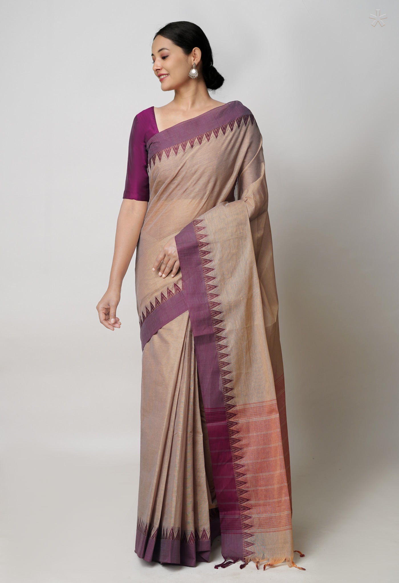 Brown Plain Chettinad Cotton Saree-UNM73625