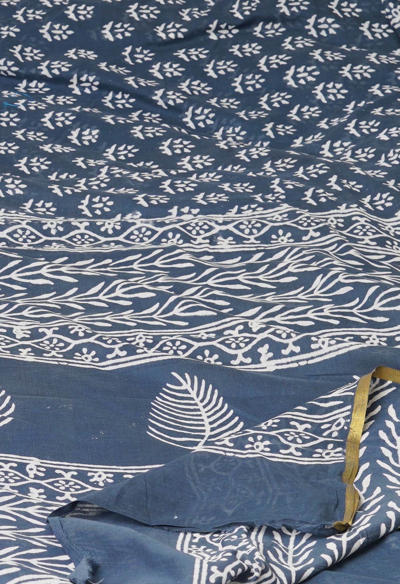 Grey Pure Hand Block Printed Soft Cotton Saree