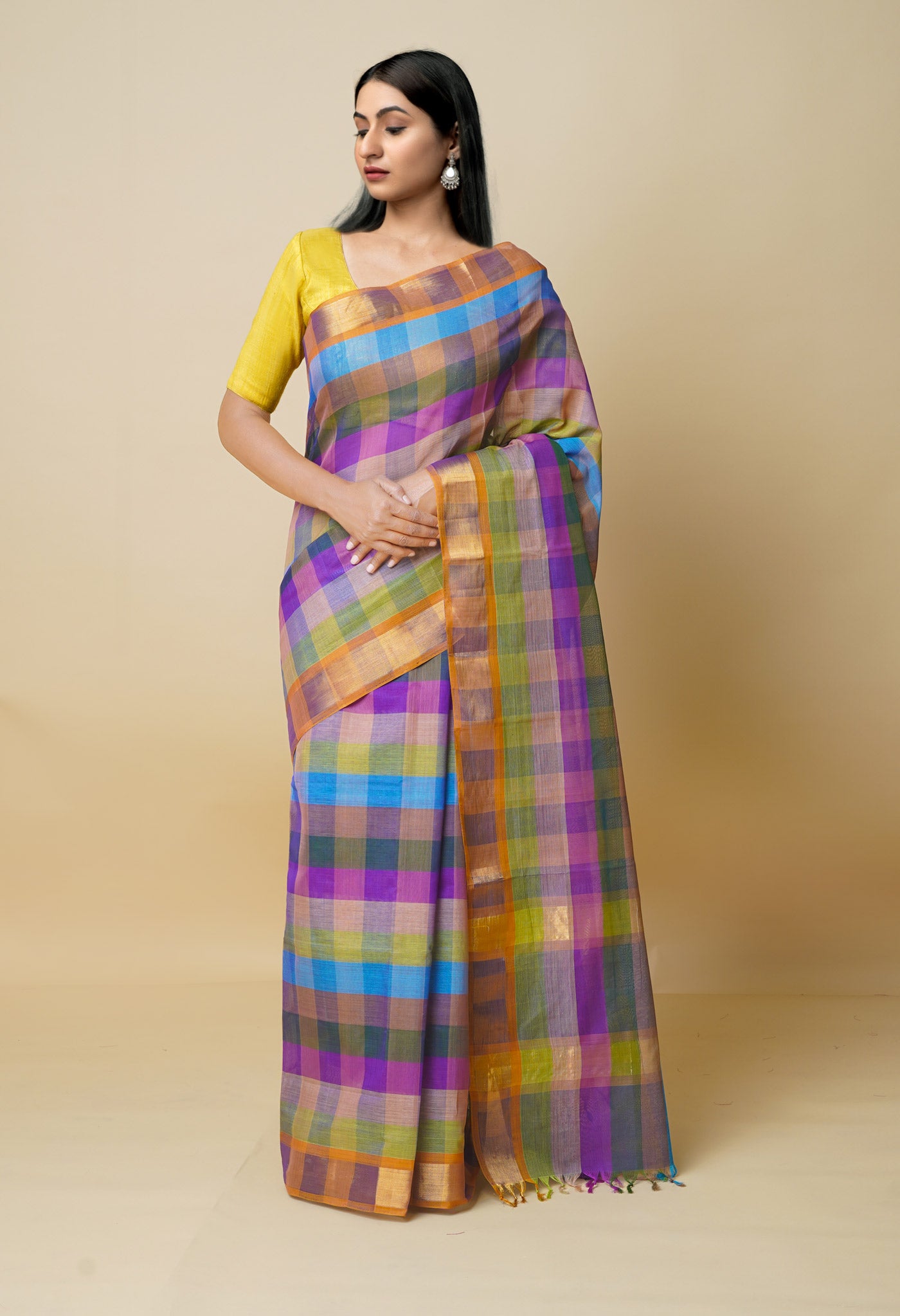Multi Pure Mercerized Superfine Gadwal Cotton Saree-UNM74076