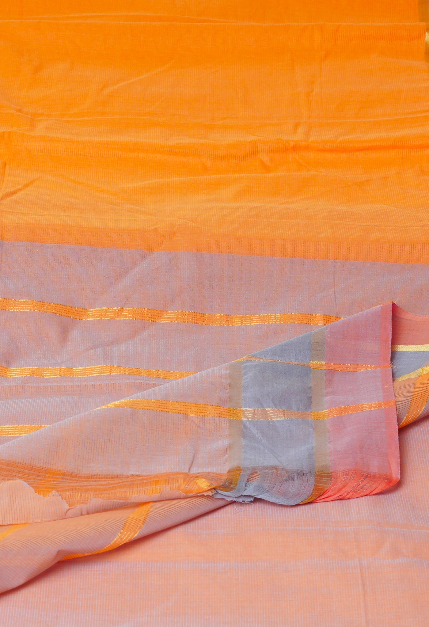 Orange Pure Mangalgiri Cotton Saree