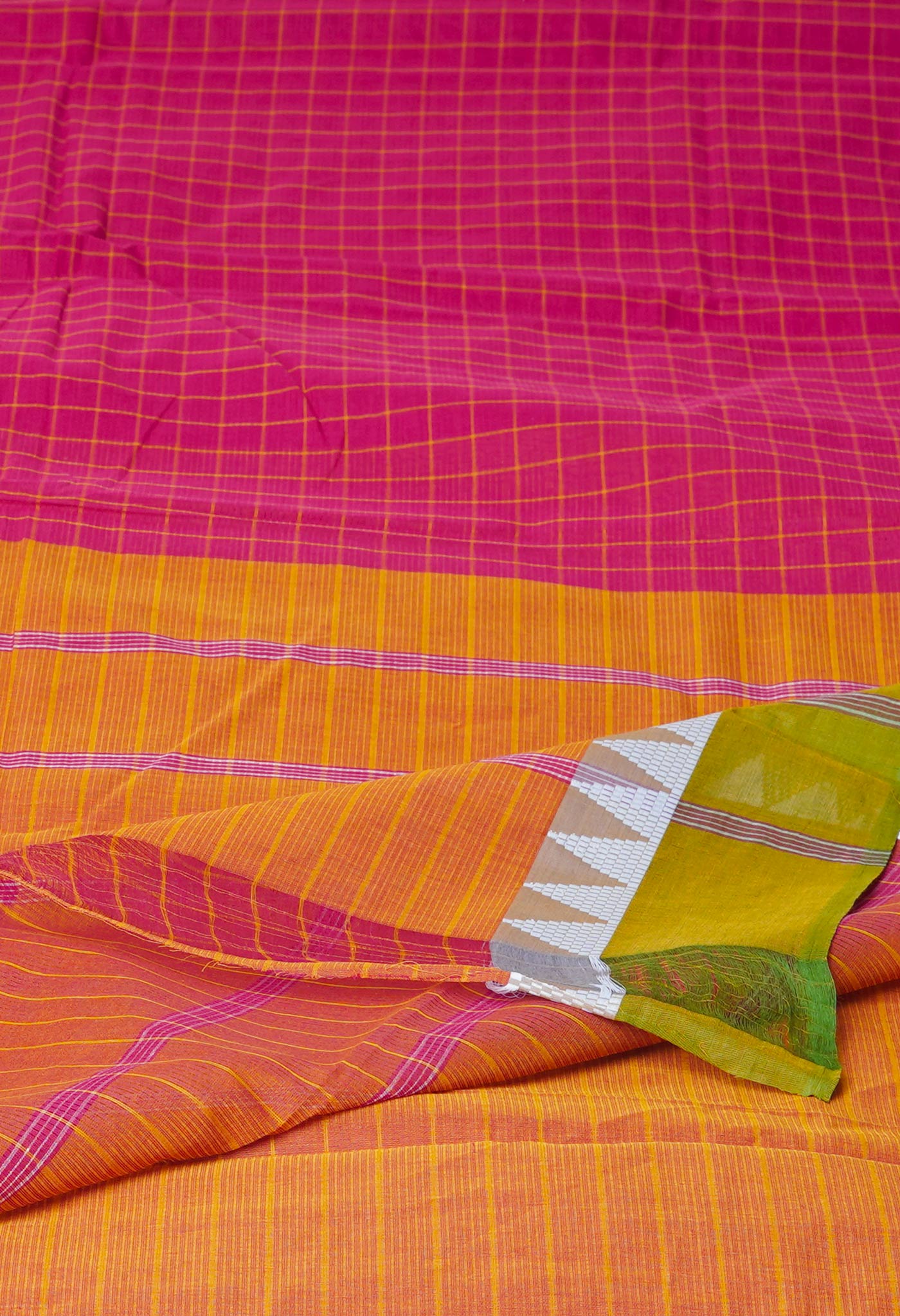 Maroon Pure Mangalgiri With Checks Cotton Saree
