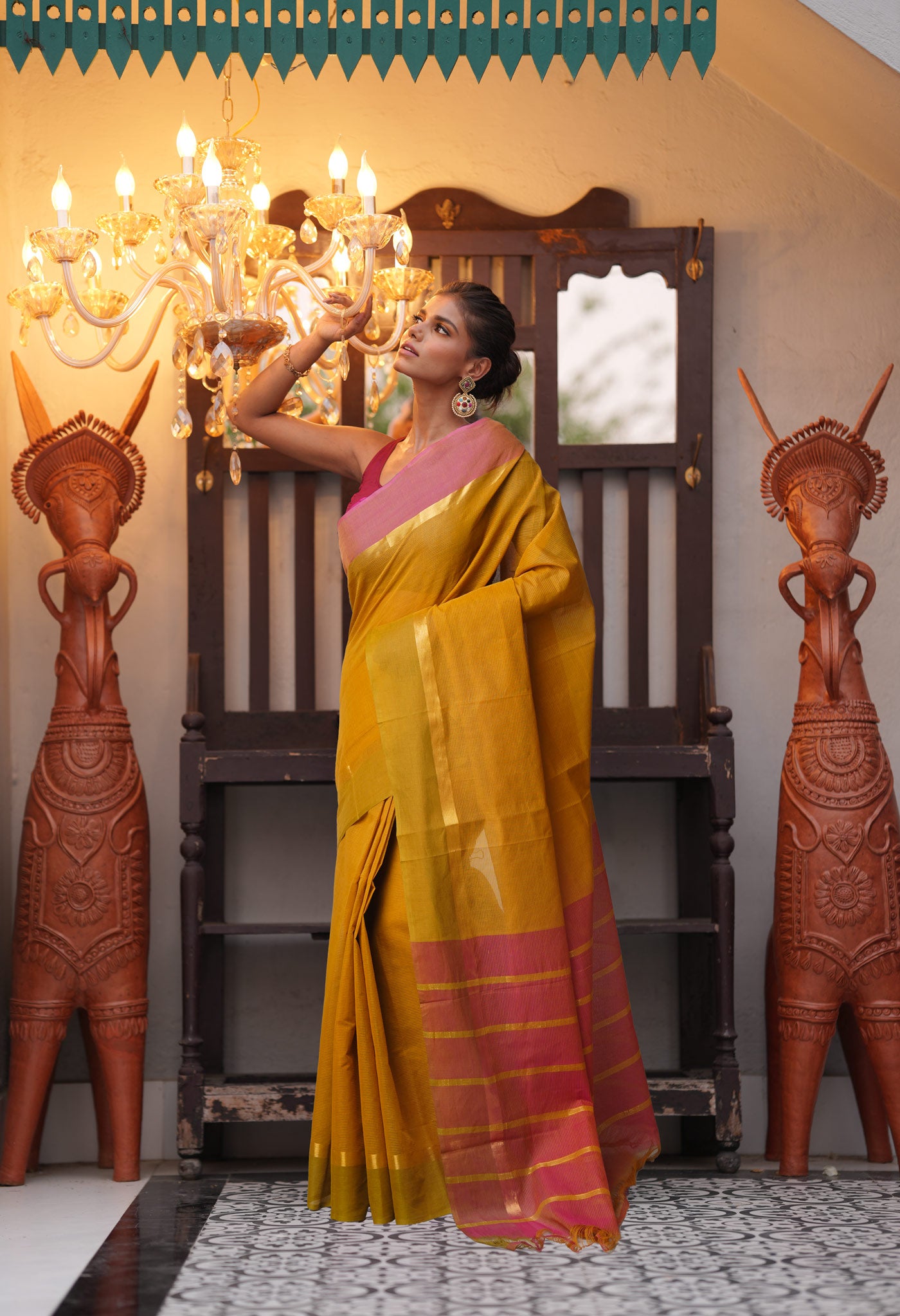 Brown Pure Mangalgiri Cotton Saree