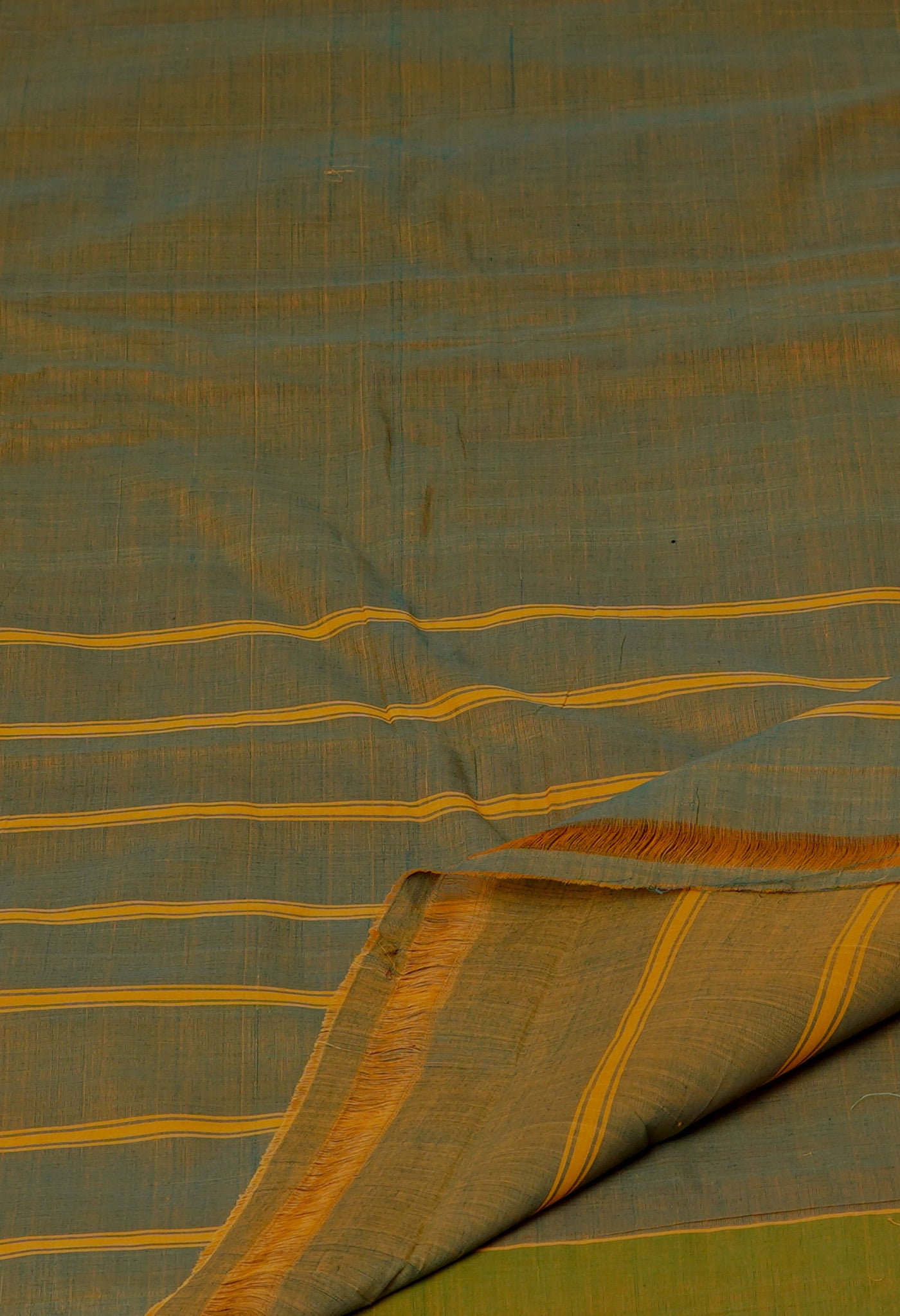 Orange-Green Pure Andhra Handloom Cotton Saree